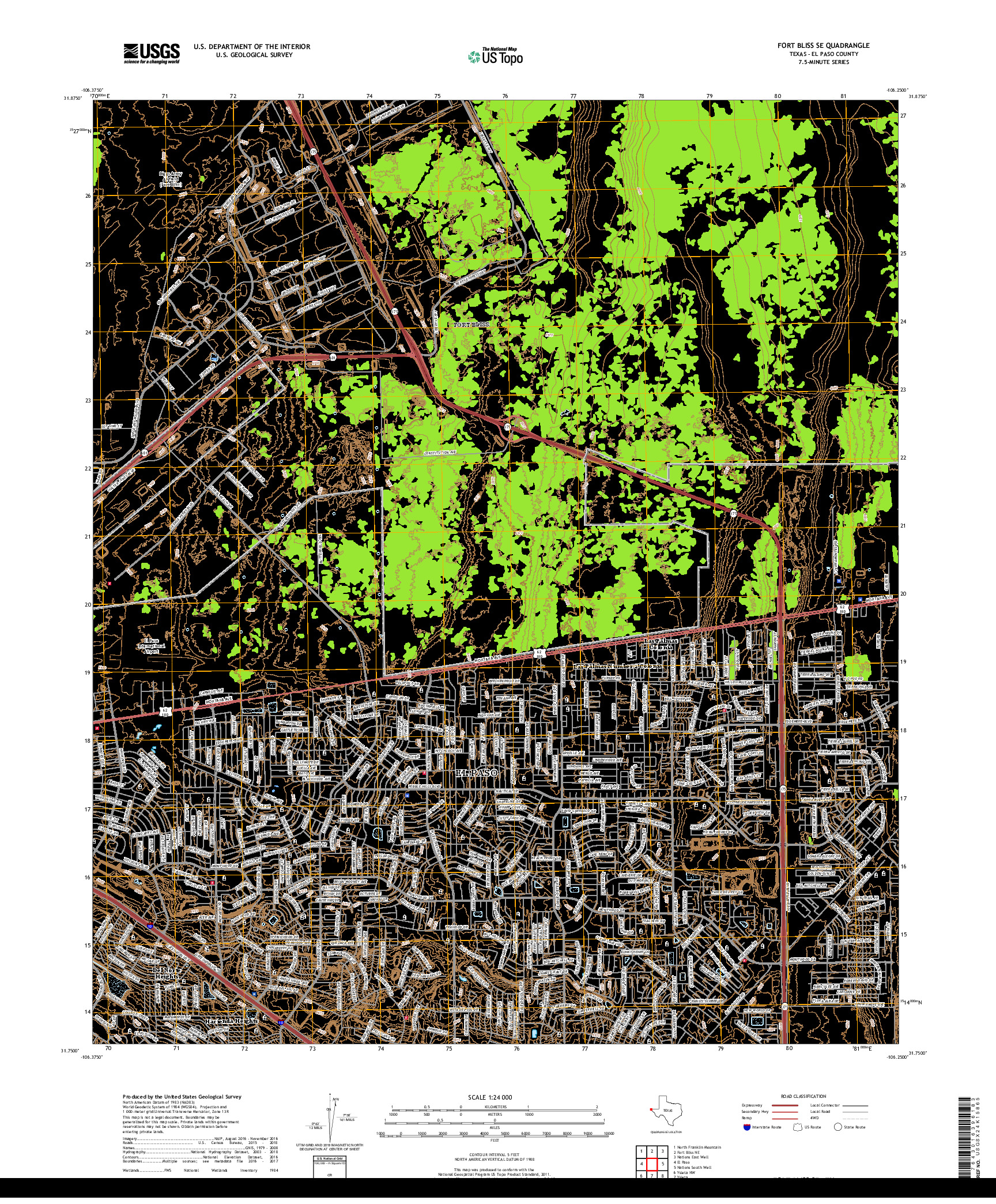 USGS US TOPO 7.5-MINUTE MAP FOR FORT BLISS SE, TX 2019