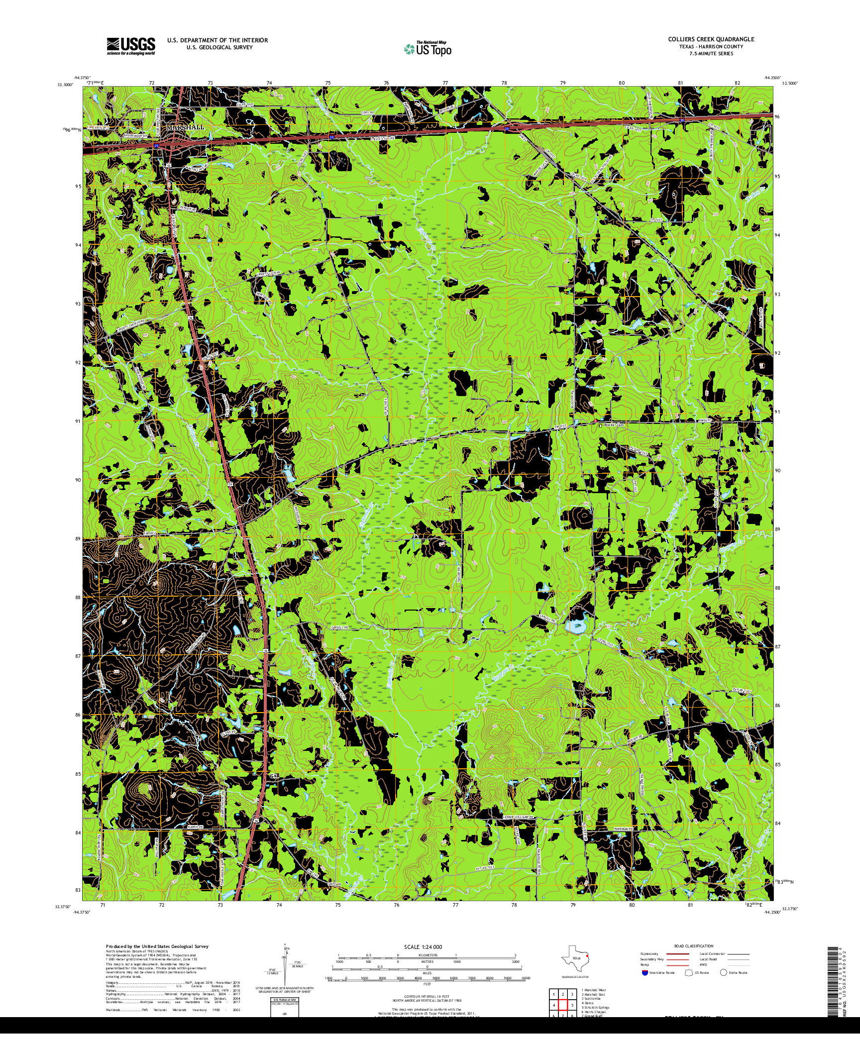 USGS US TOPO 7.5-MINUTE MAP FOR COLLIERS CREEK, TX 2019