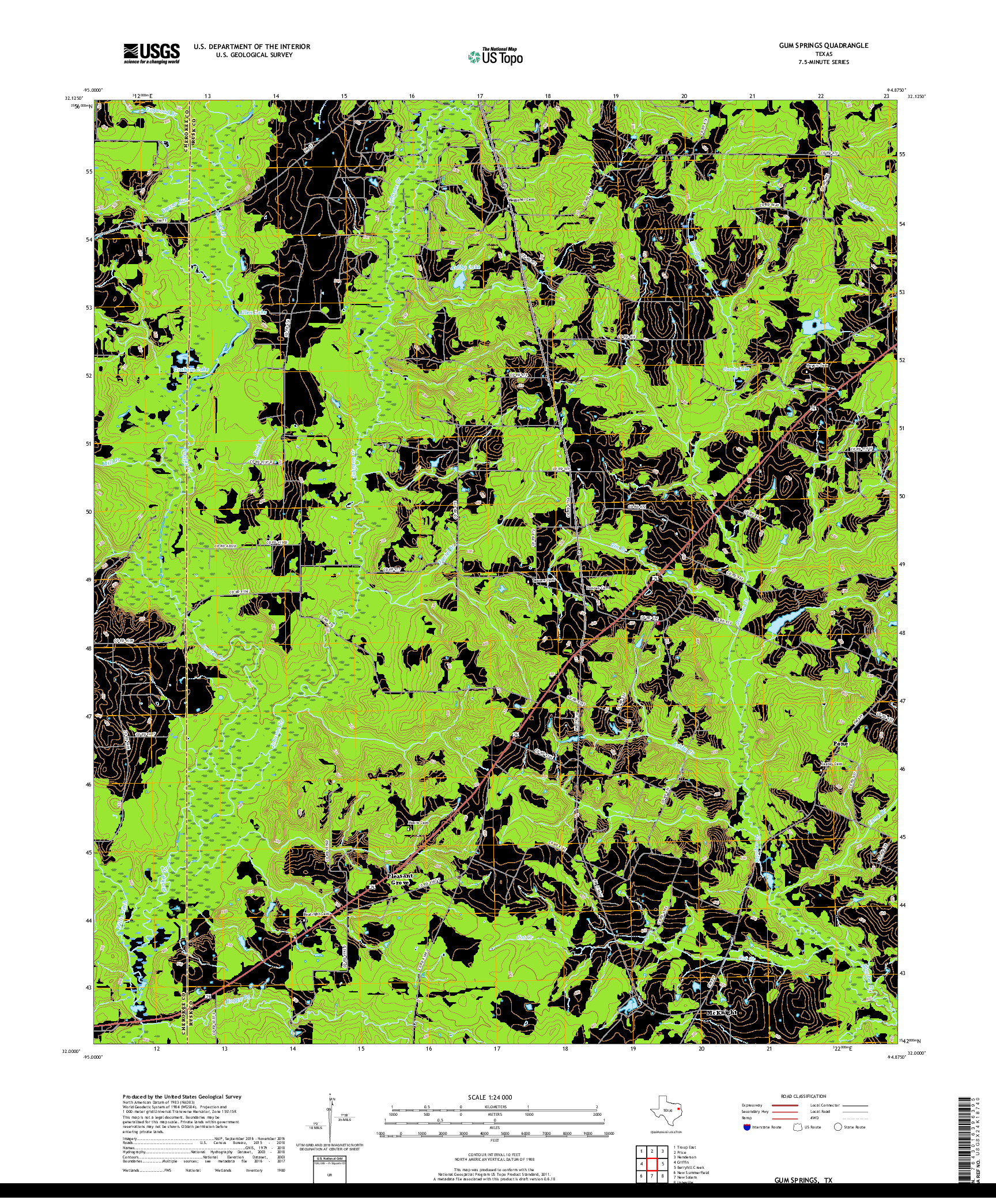 USGS US TOPO 7.5-MINUTE MAP FOR GUM SPRINGS, TX 2019