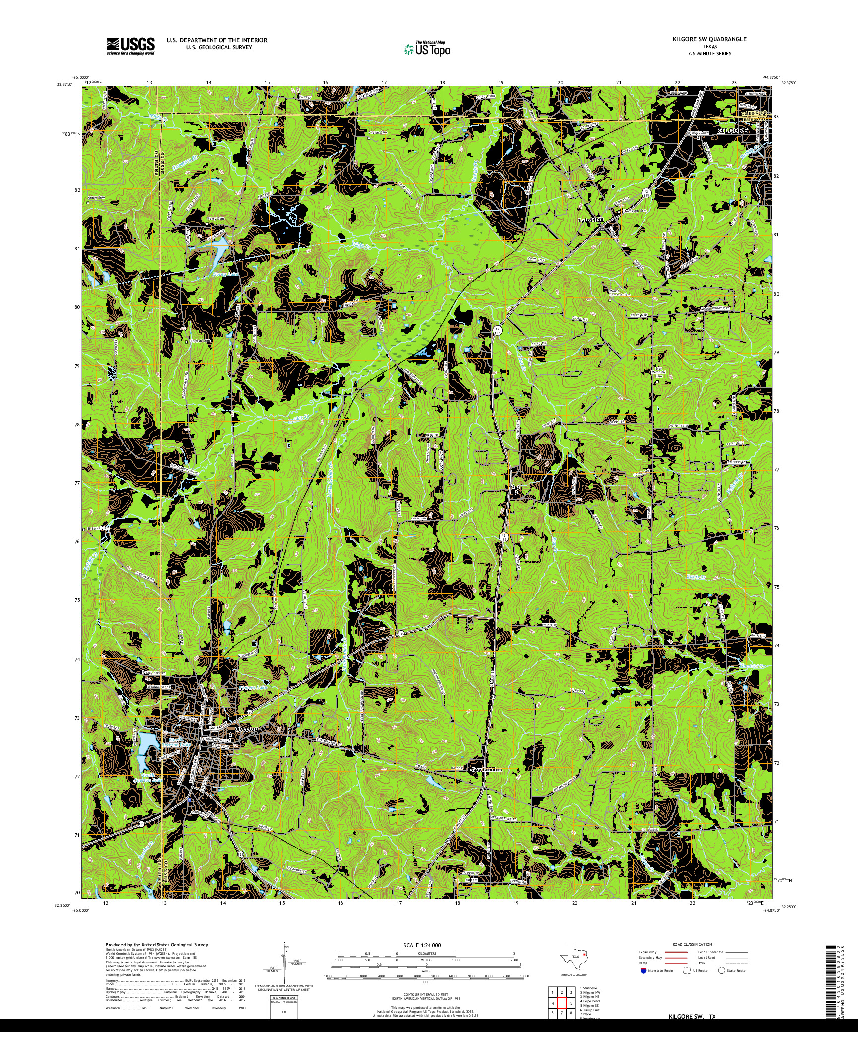 USGS US TOPO 7.5-MINUTE MAP FOR KILGORE SW, TX 2019