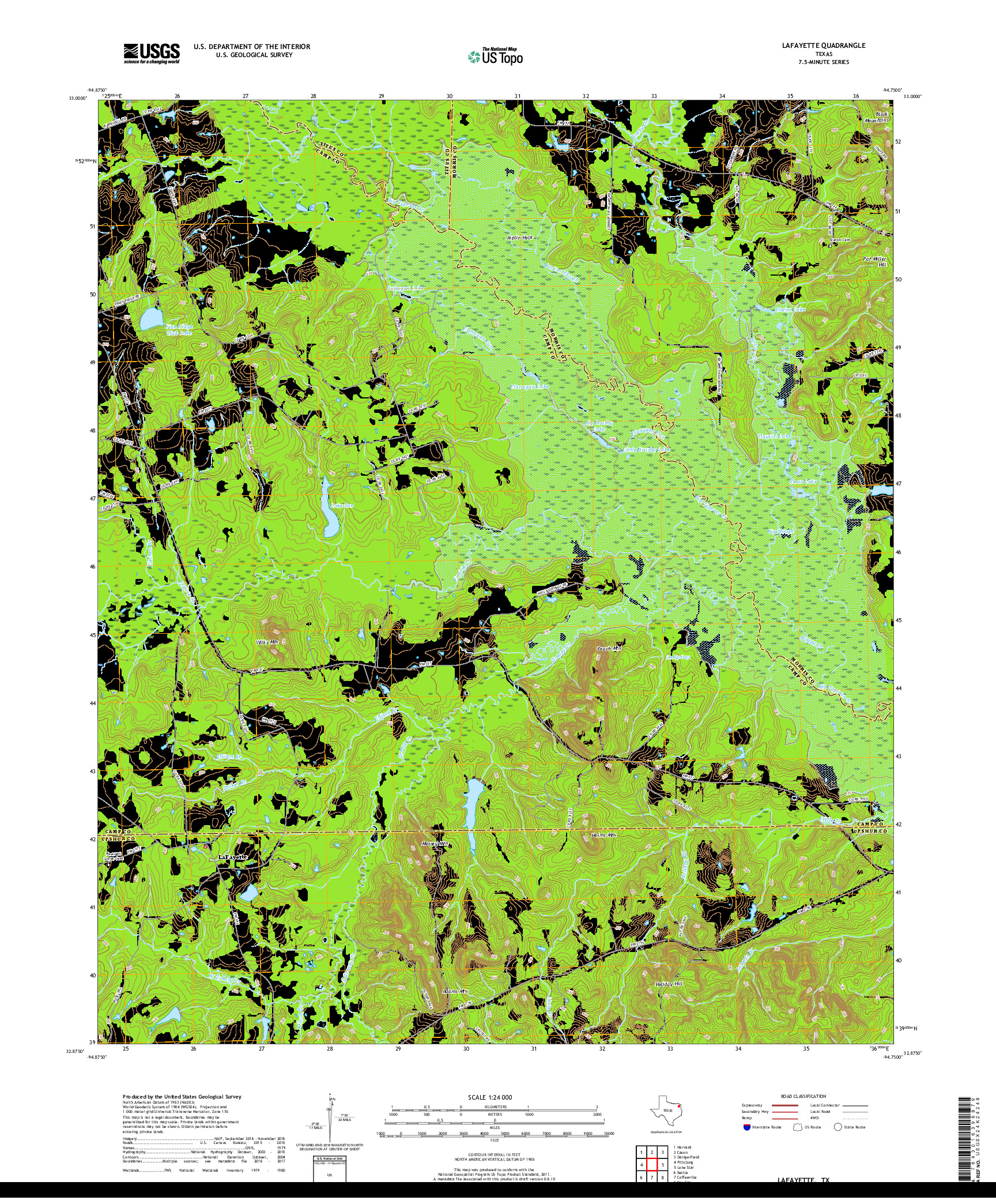 USGS US TOPO 7.5-MINUTE MAP FOR LAFAYETTE, TX 2019