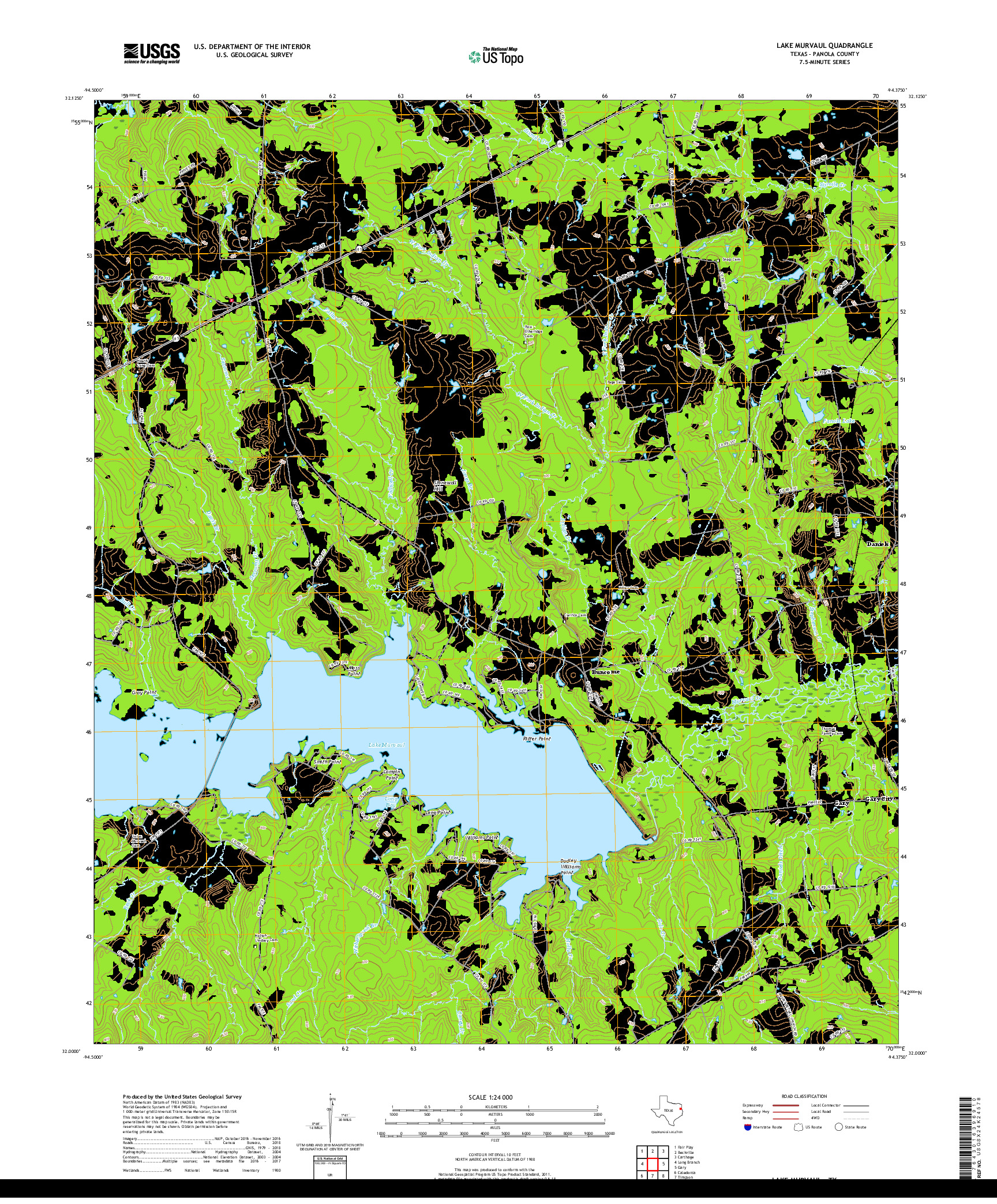 USGS US TOPO 7.5-MINUTE MAP FOR LAKE MURVAUL, TX 2019