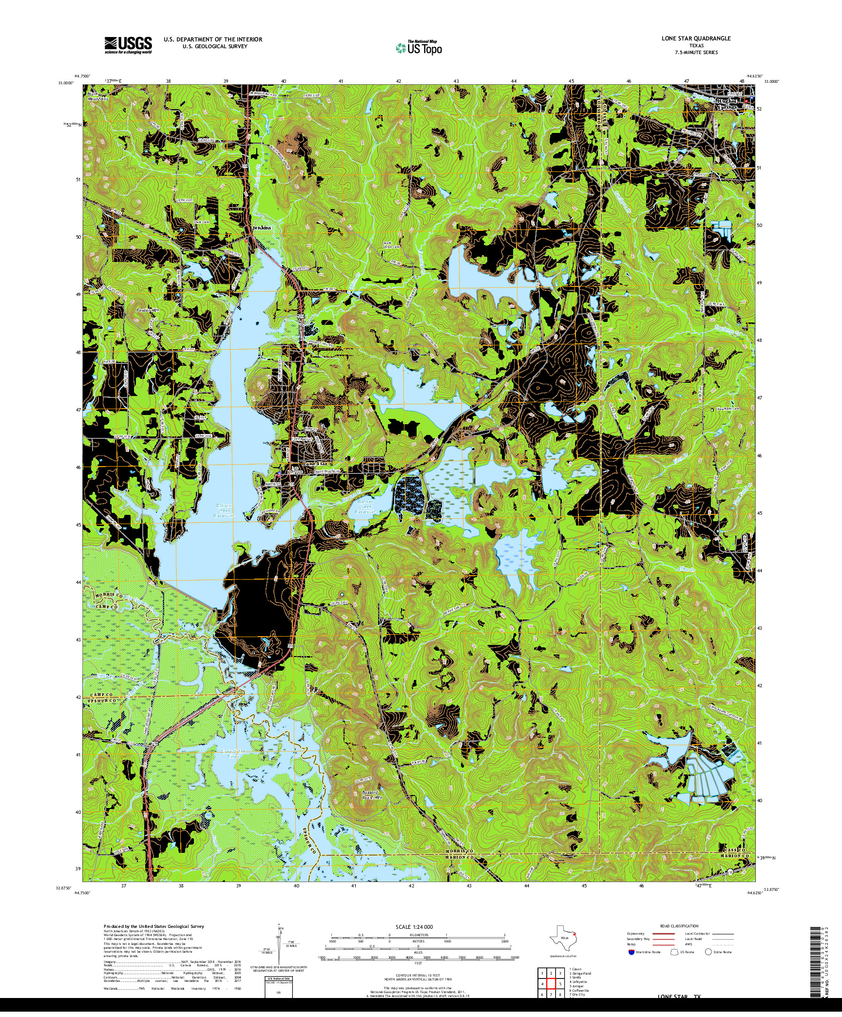 USGS US TOPO 7.5-MINUTE MAP FOR LONE STAR, TX 2019