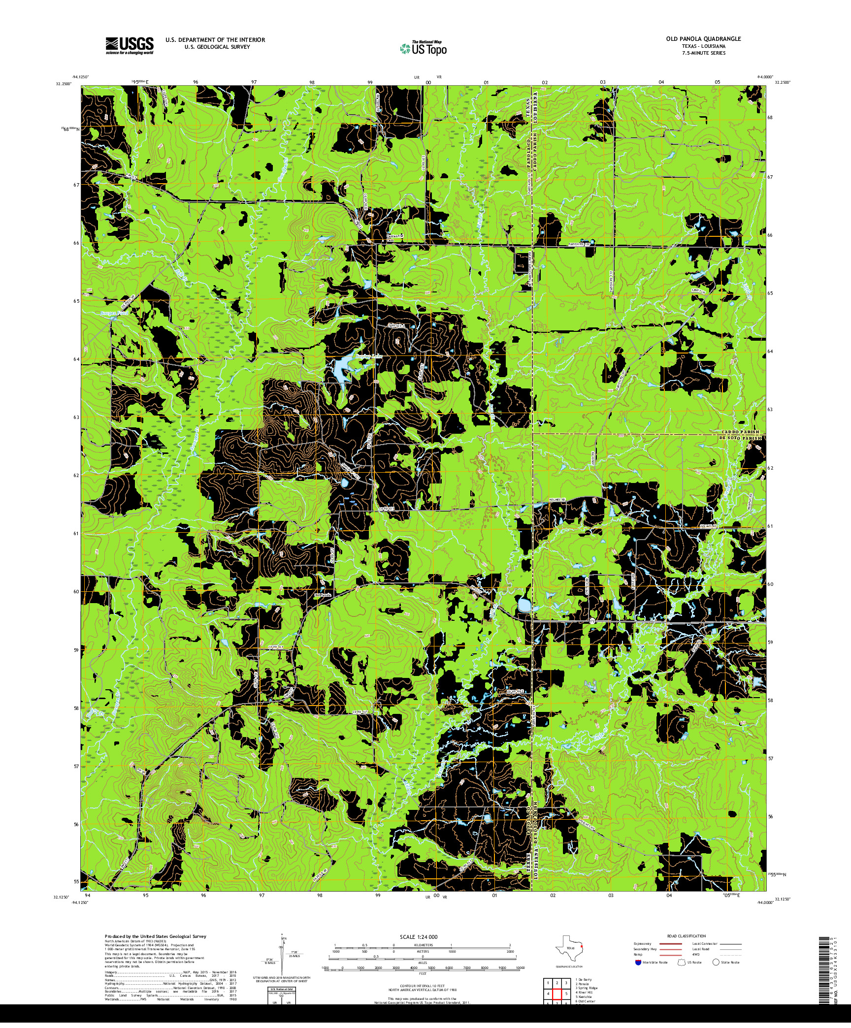 USGS US TOPO 7.5-MINUTE MAP FOR OLD PANOLA, TX,LA 2019