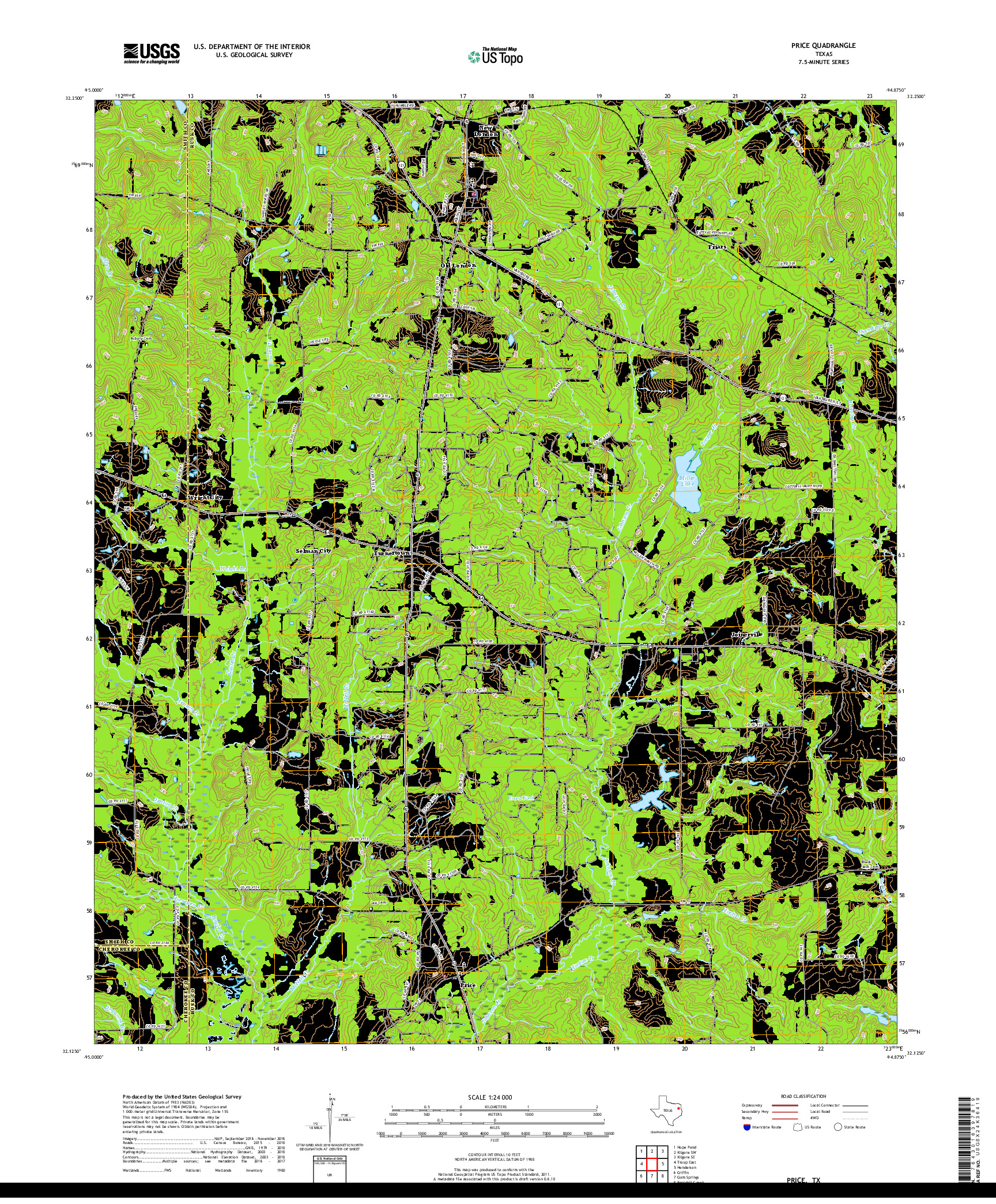 USGS US TOPO 7.5-MINUTE MAP FOR PRICE, TX 2019