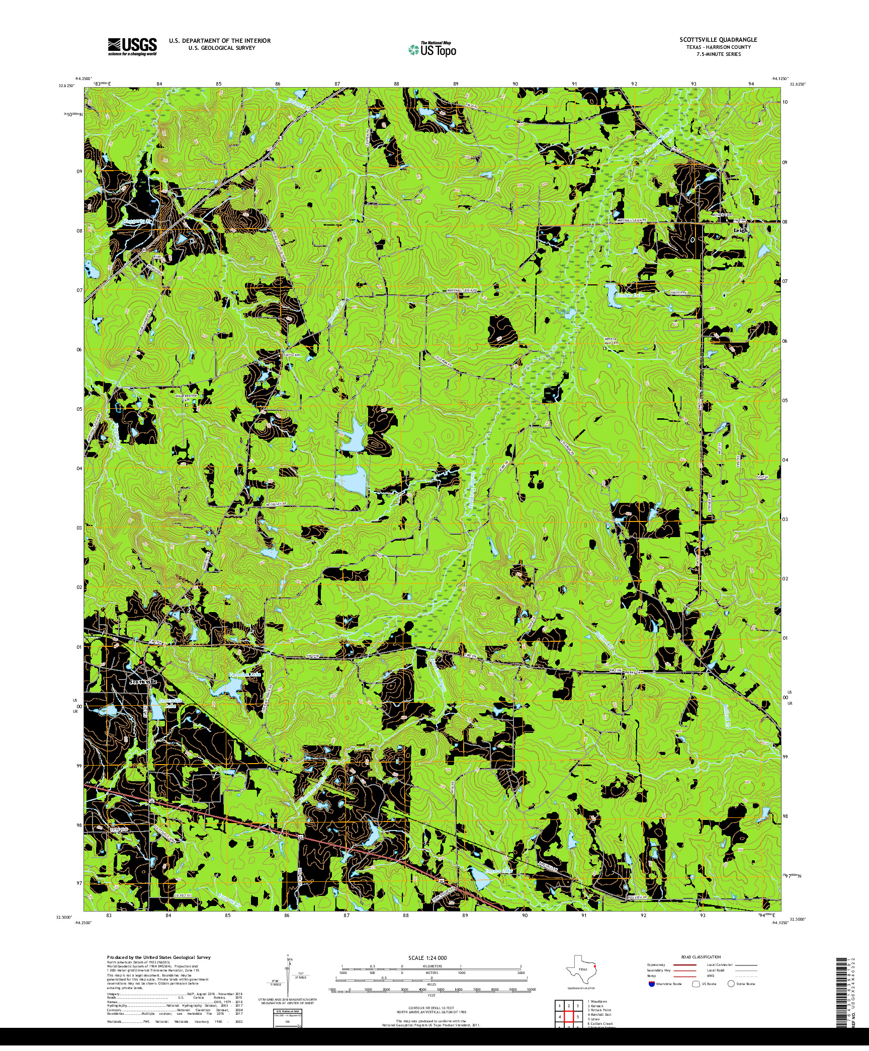 USGS US TOPO 7.5-MINUTE MAP FOR SCOTTSVILLE, TX 2019