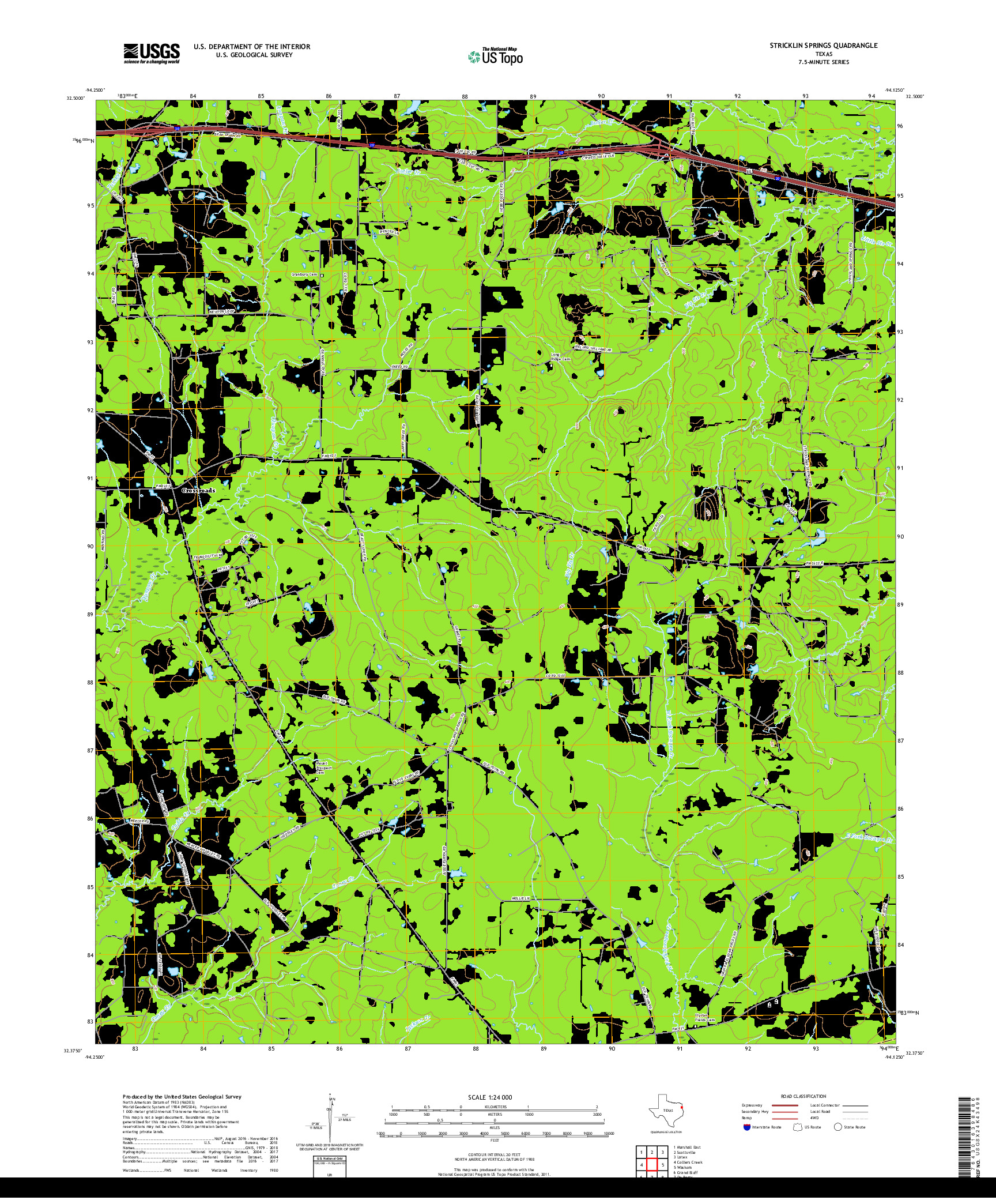 USGS US TOPO 7.5-MINUTE MAP FOR STRICKLIN SPRINGS, TX 2019