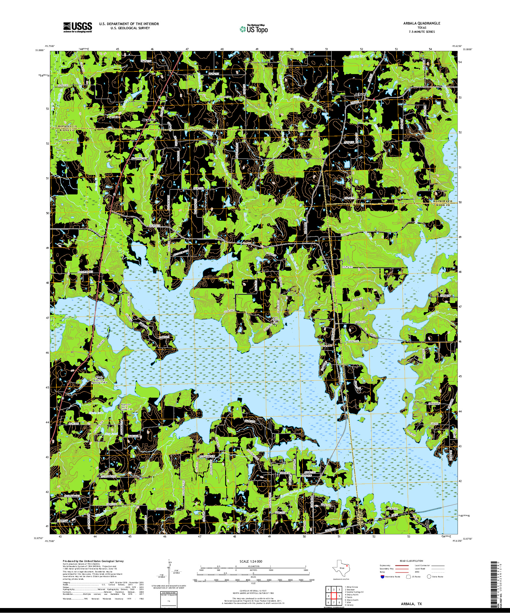 USGS US TOPO 7.5-MINUTE MAP FOR ARBALA, TX 2019