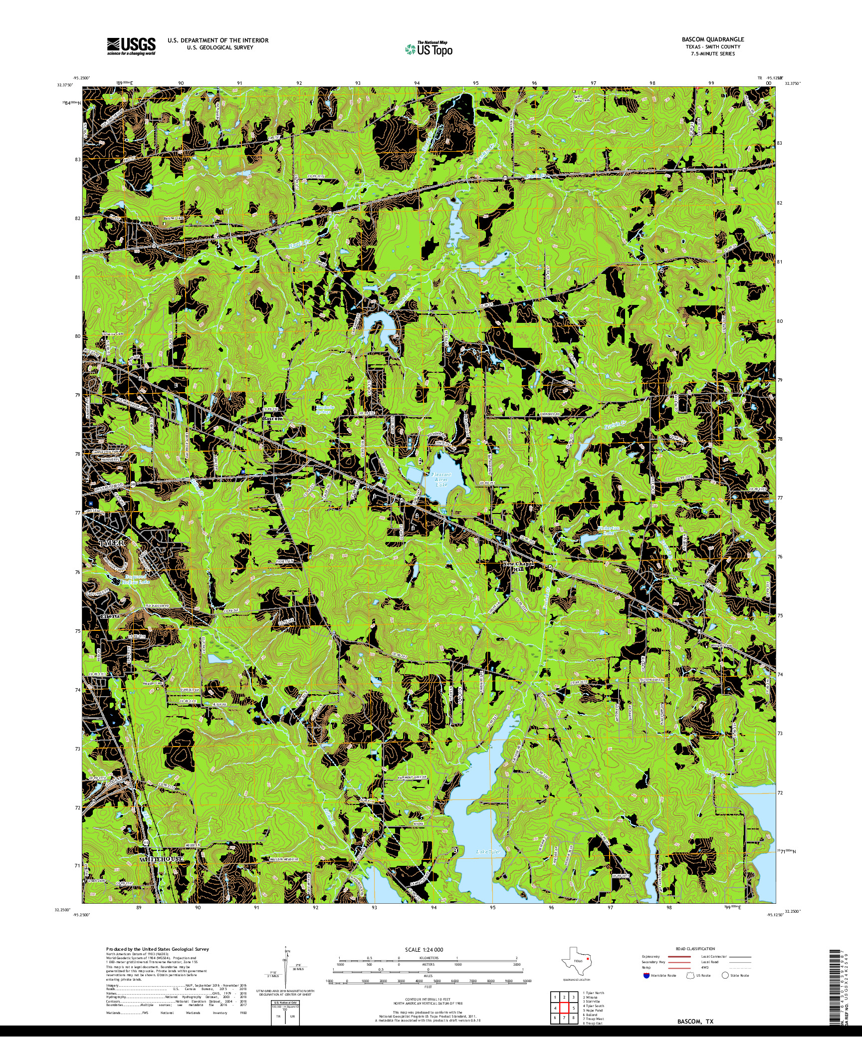 USGS US TOPO 7.5-MINUTE MAP FOR BASCOM, TX 2019