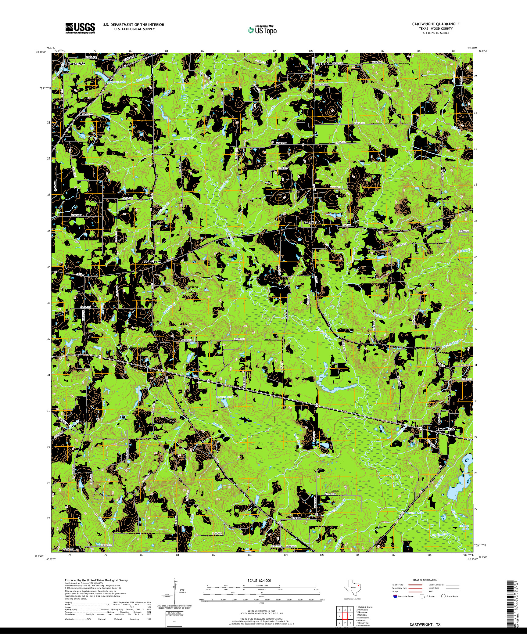 USGS US TOPO 7.5-MINUTE MAP FOR CARTWRIGHT, TX 2019