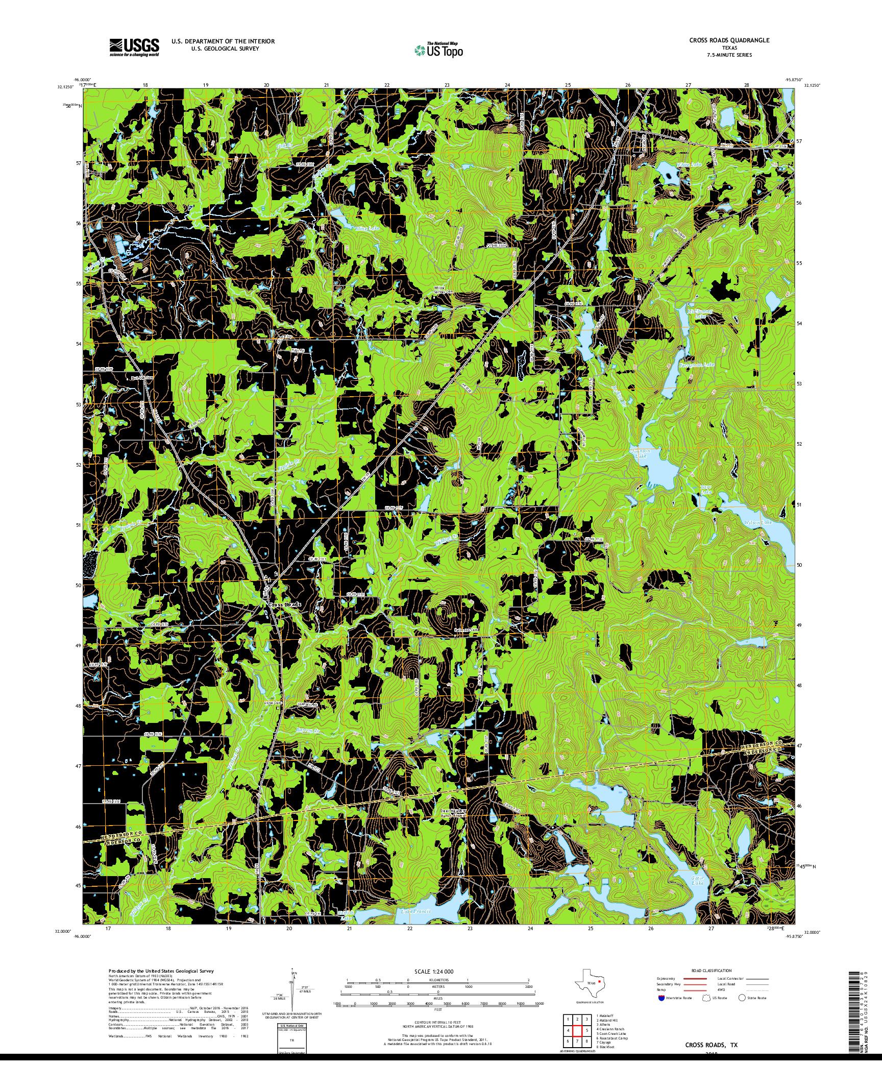 USGS US TOPO 7.5-MINUTE MAP FOR CROSS ROADS, TX 2019