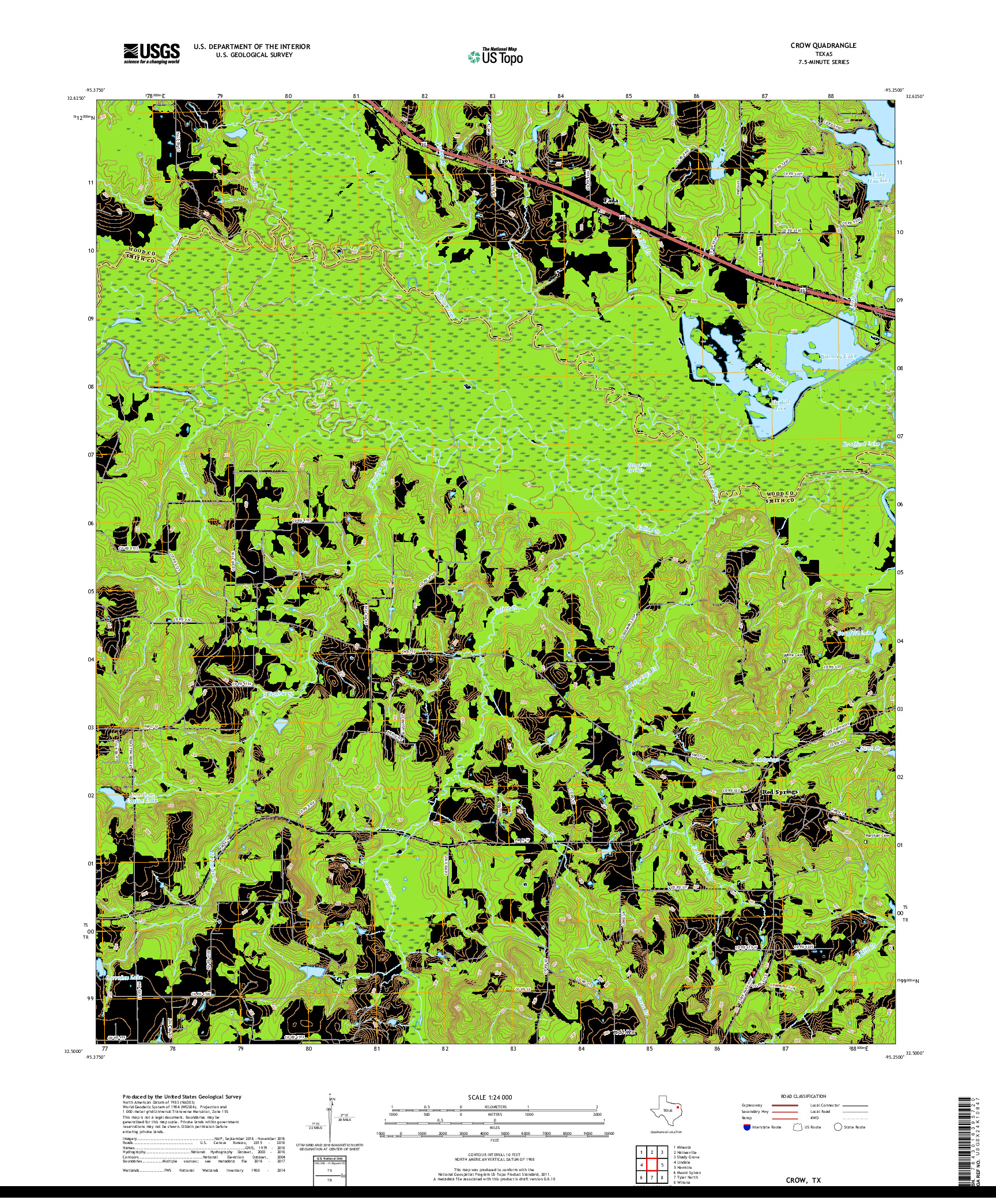 USGS US TOPO 7.5-MINUTE MAP FOR CROW, TX 2019