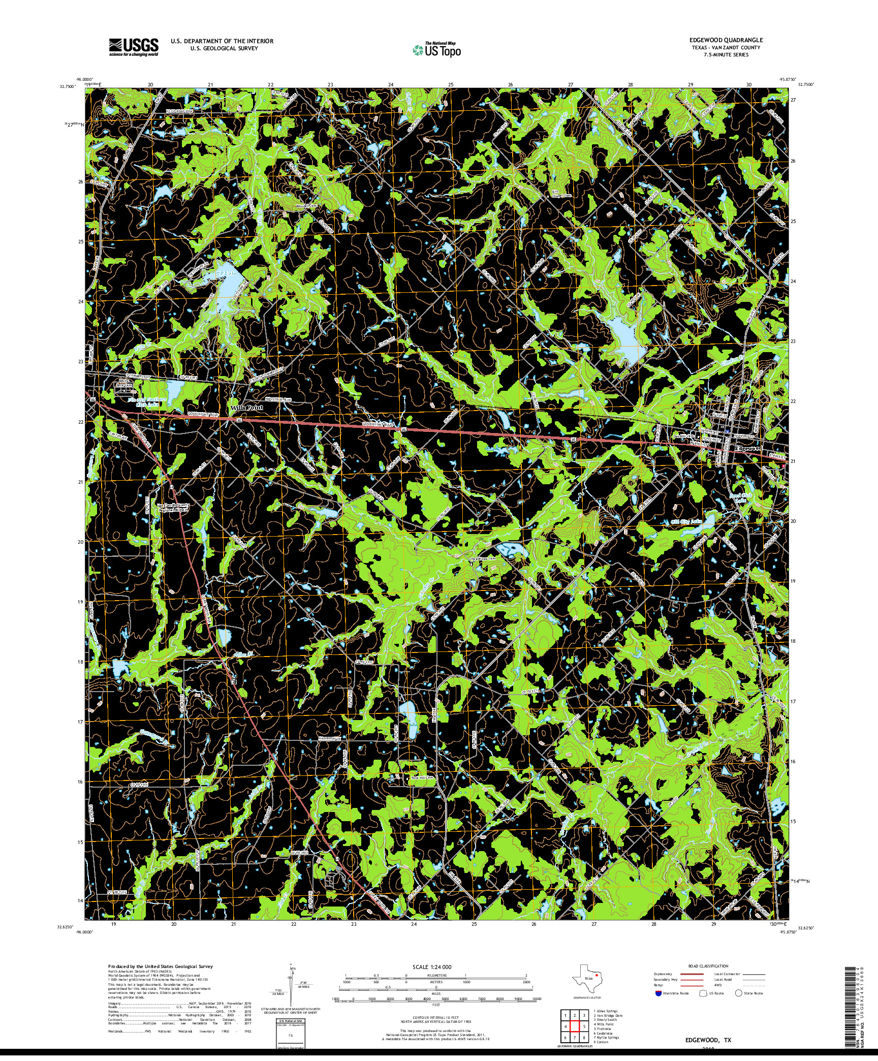 USGS US TOPO 7.5-MINUTE MAP FOR EDGEWOOD, TX 2019