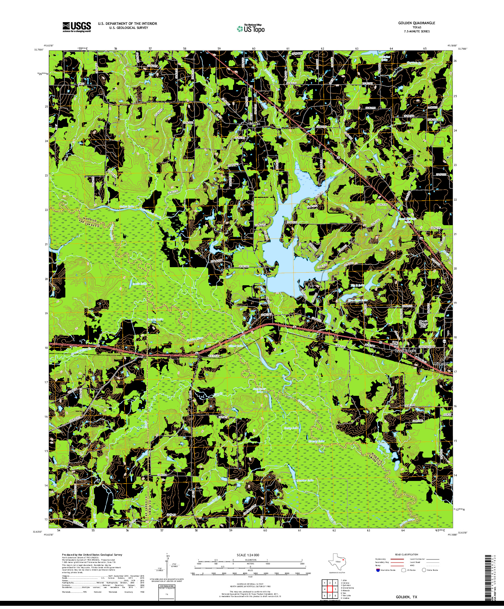 USGS US TOPO 7.5-MINUTE MAP FOR GOLDEN, TX 2019