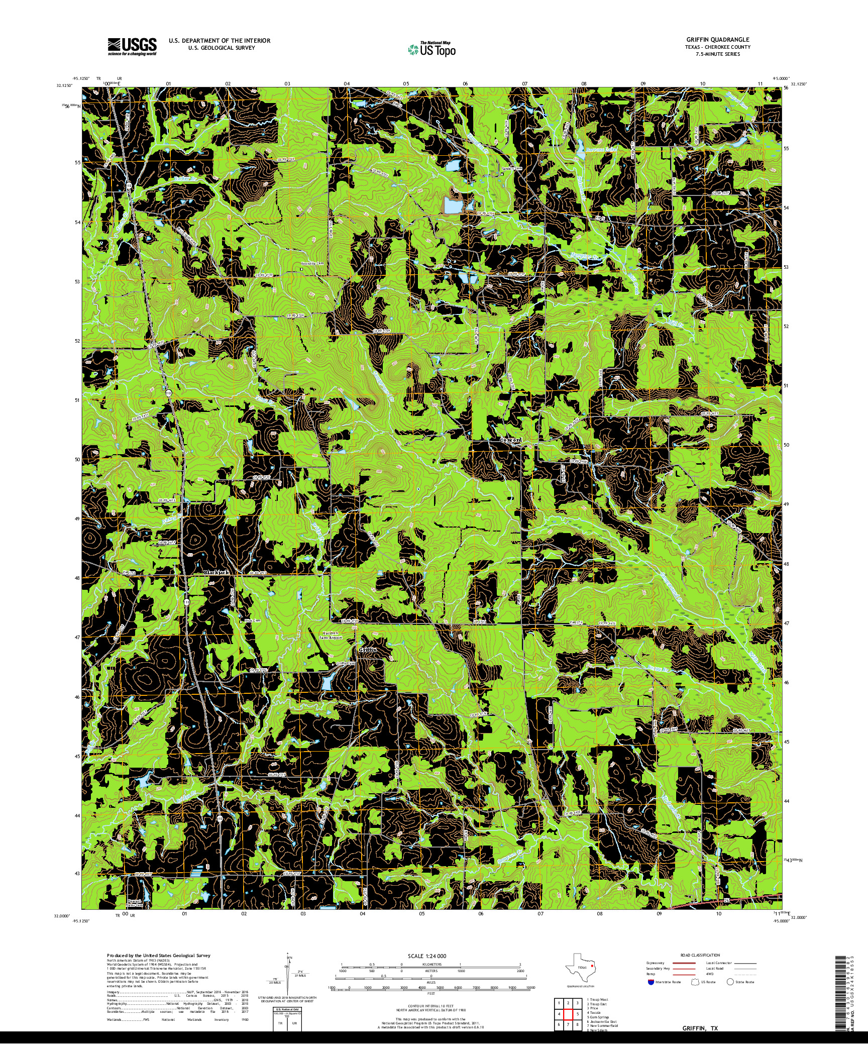 USGS US TOPO 7.5-MINUTE MAP FOR GRIFFIN, TX 2019