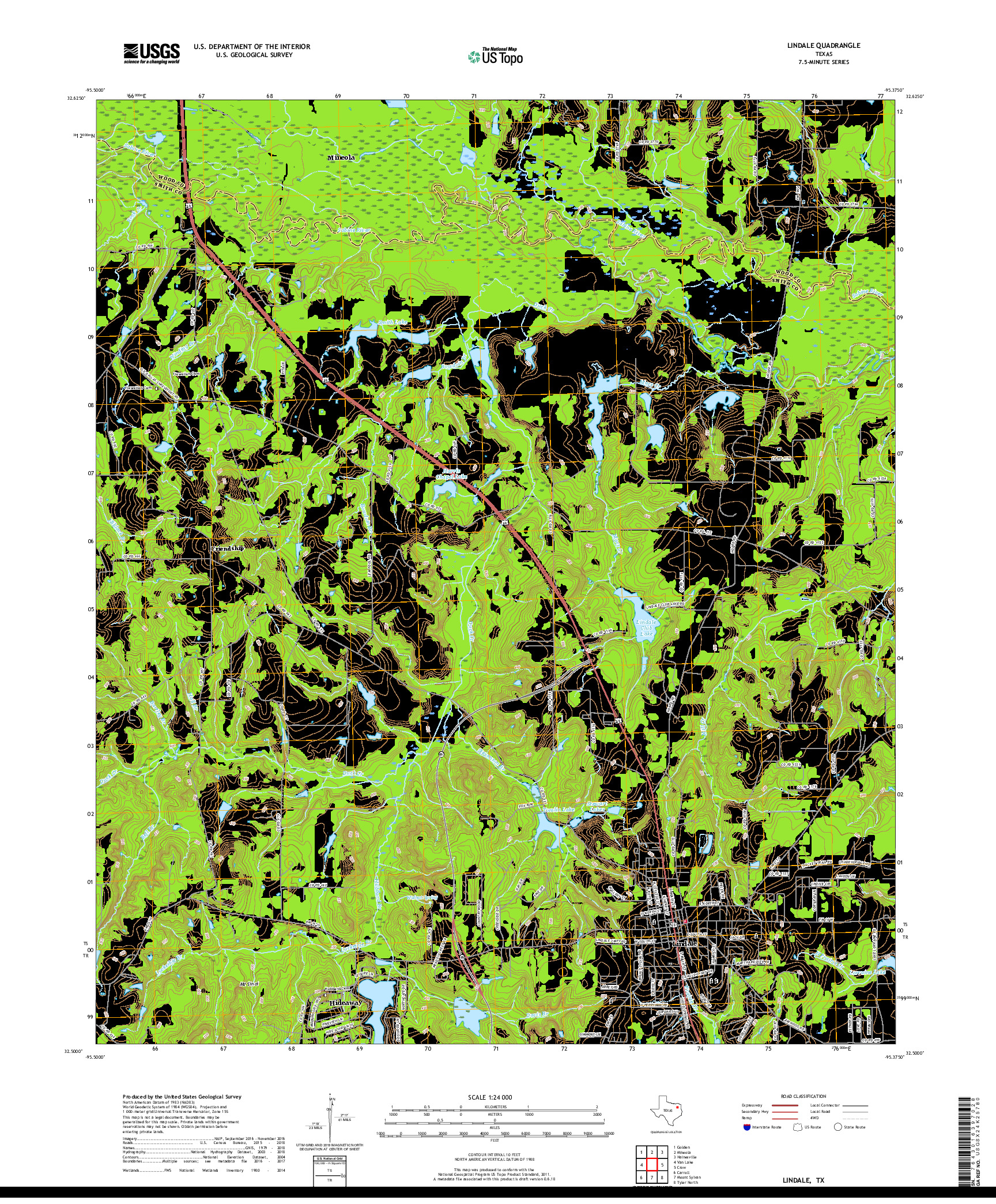 USGS US TOPO 7.5-MINUTE MAP FOR LINDALE, TX 2019