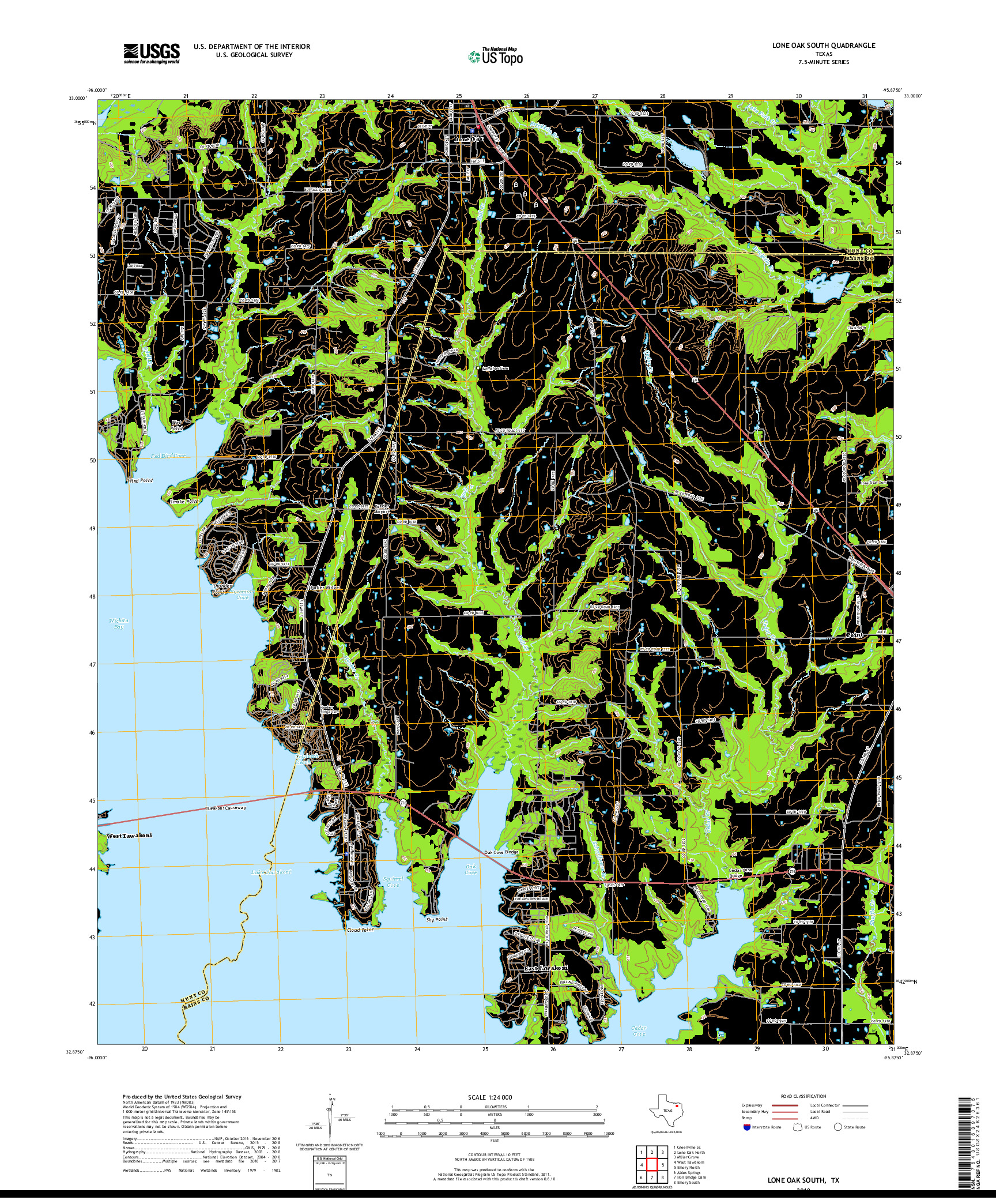 USGS US TOPO 7.5-MINUTE MAP FOR LONE OAK SOUTH, TX 2019