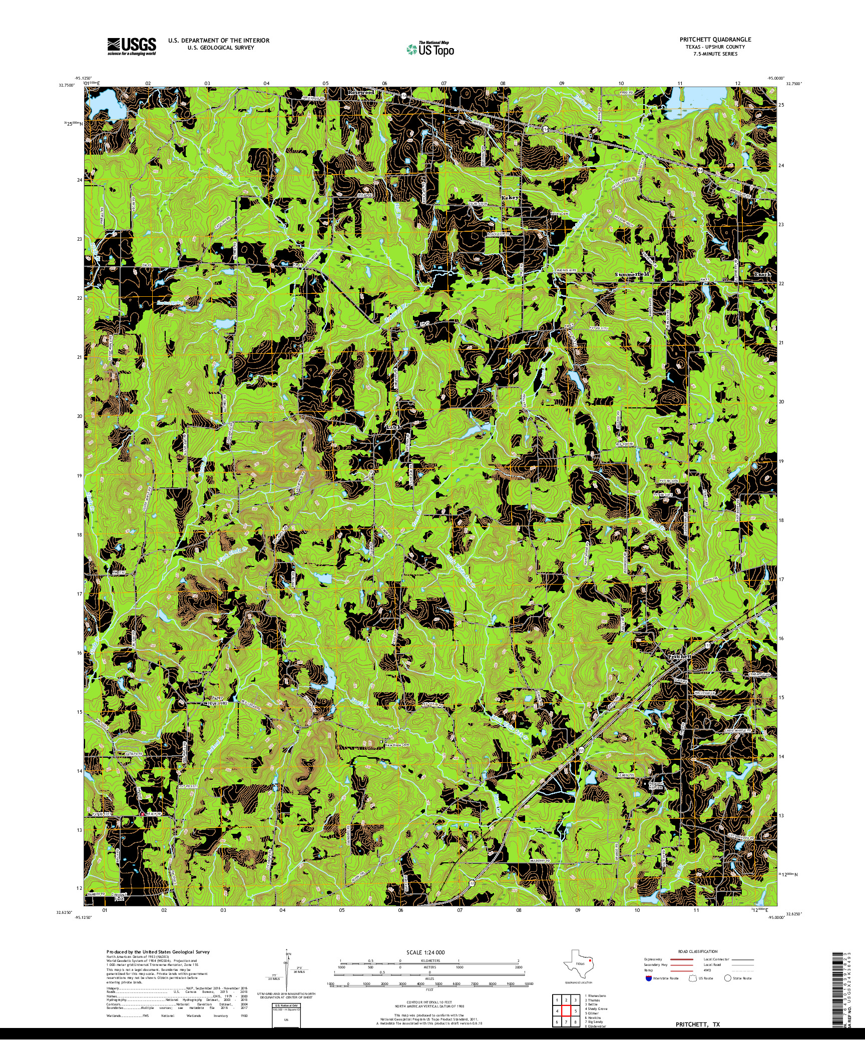 USGS US TOPO 7.5-MINUTE MAP FOR PRITCHETT, TX 2019