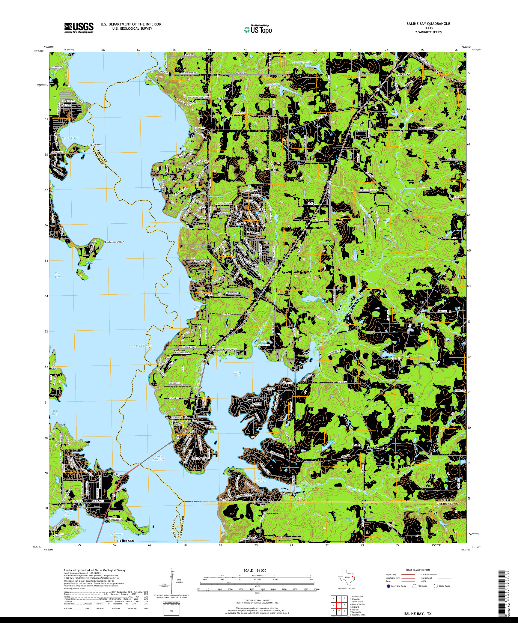 USGS US TOPO 7.5-MINUTE MAP FOR SALINE BAY, TX 2019