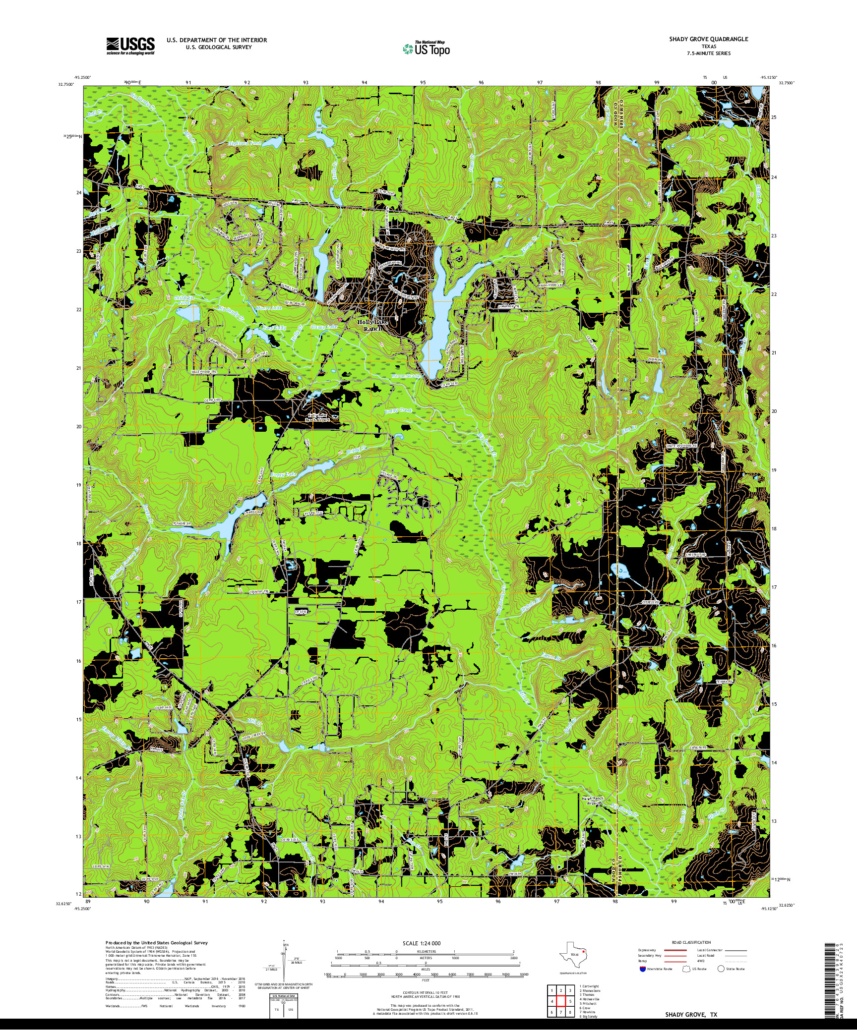 USGS US TOPO 7.5-MINUTE MAP FOR SHADY GROVE, TX 2019