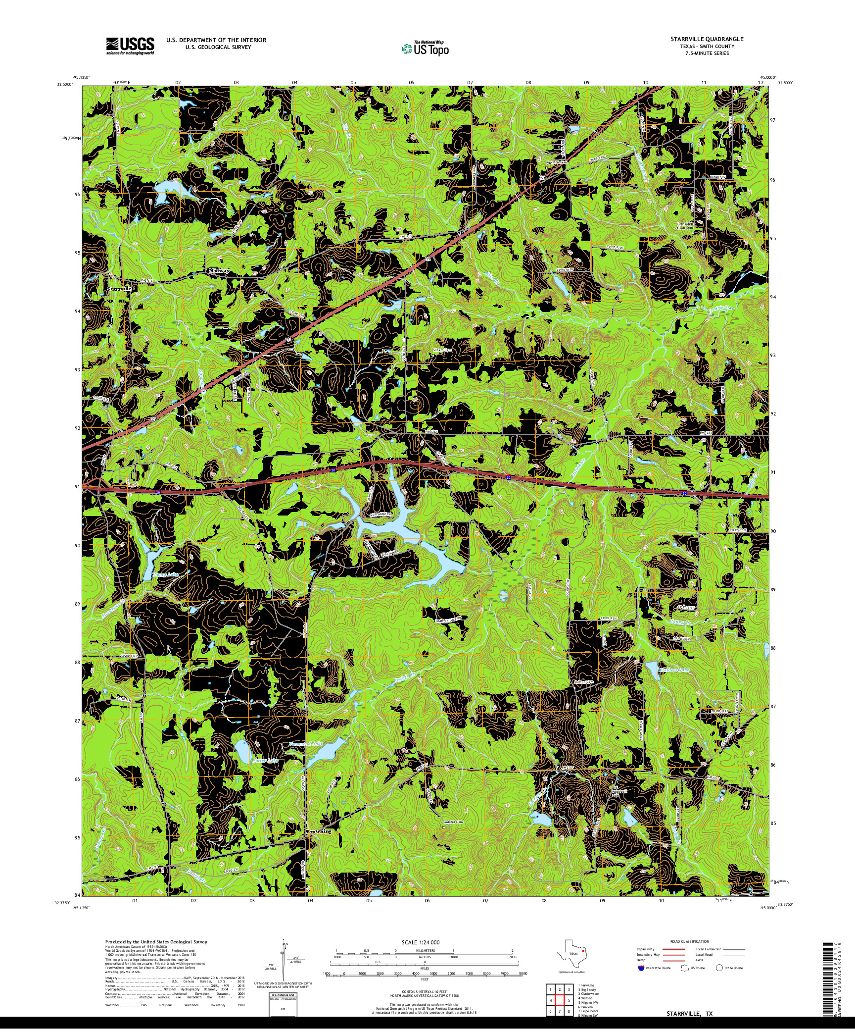 USGS US TOPO 7.5-MINUTE MAP FOR STARRVILLE, TX 2019