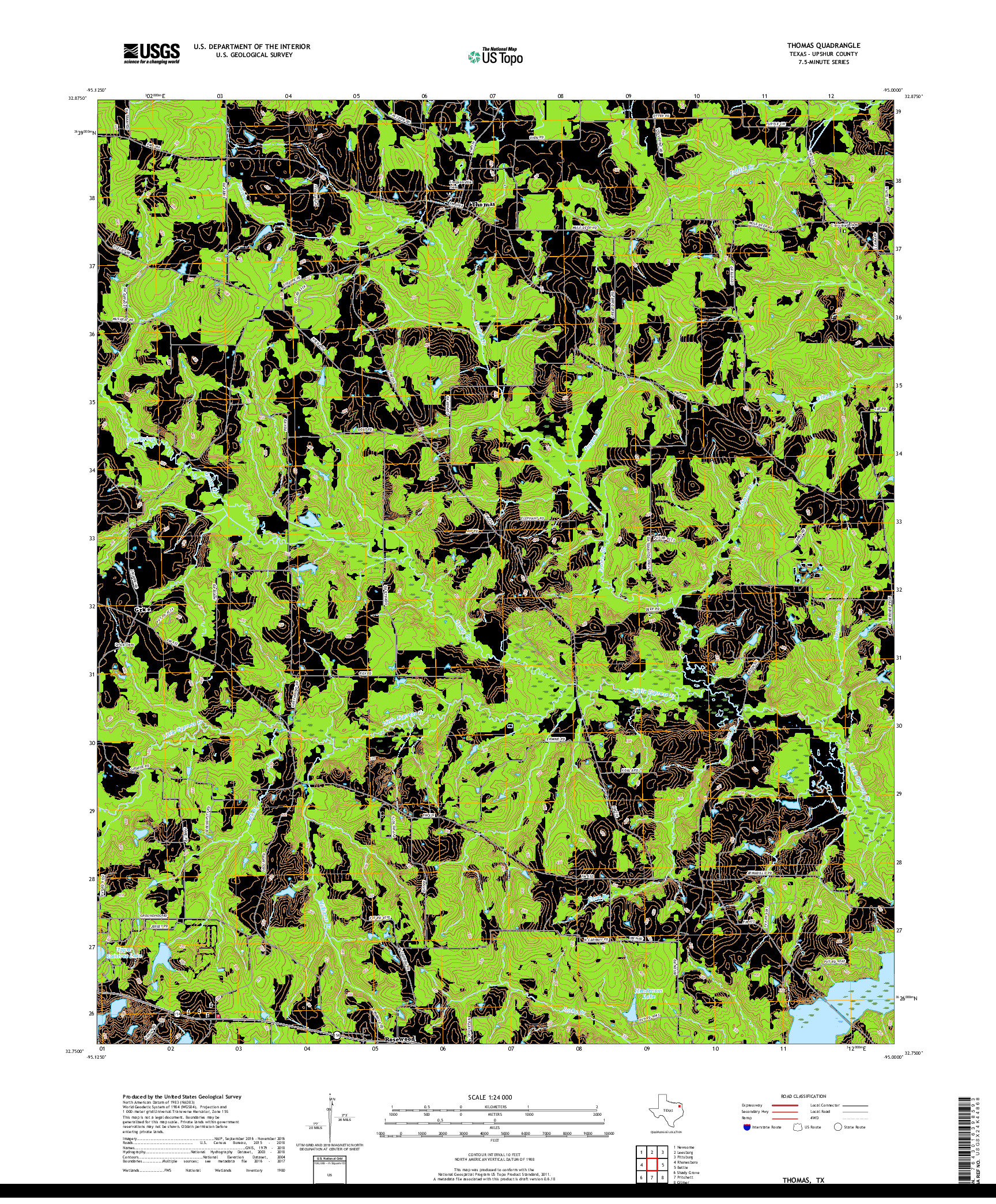 USGS US TOPO 7.5-MINUTE MAP FOR THOMAS, TX 2019