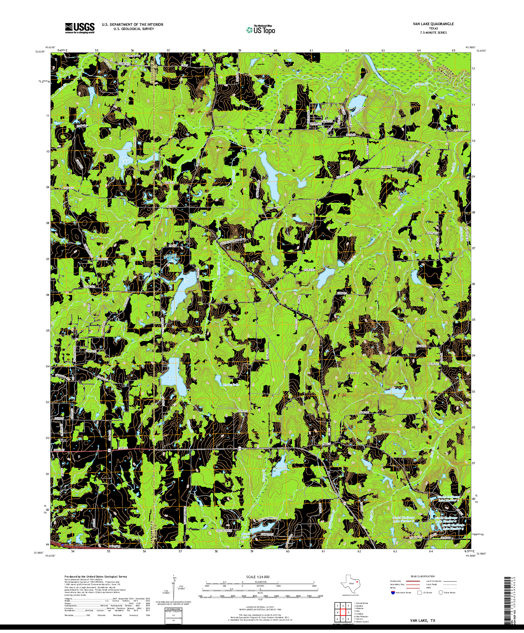 USGS US TOPO 7.5-MINUTE MAP FOR VAN LAKE, TX 2019