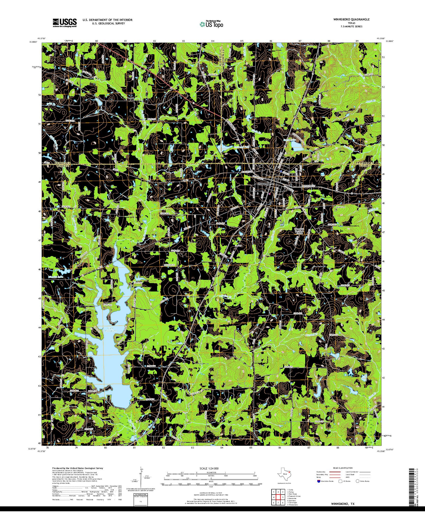 USGS US TOPO 7.5-MINUTE MAP FOR WINNSBORO, TX 2019