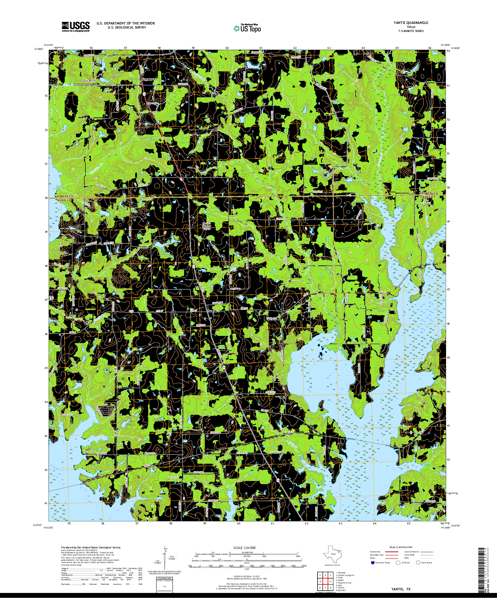 USGS US TOPO 7.5-MINUTE MAP FOR YANTIS, TX 2019