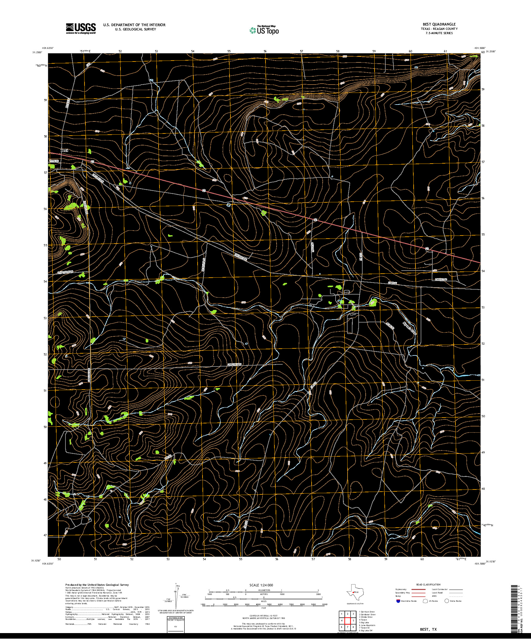 USGS US TOPO 7.5-MINUTE MAP FOR BEST, TX 2019