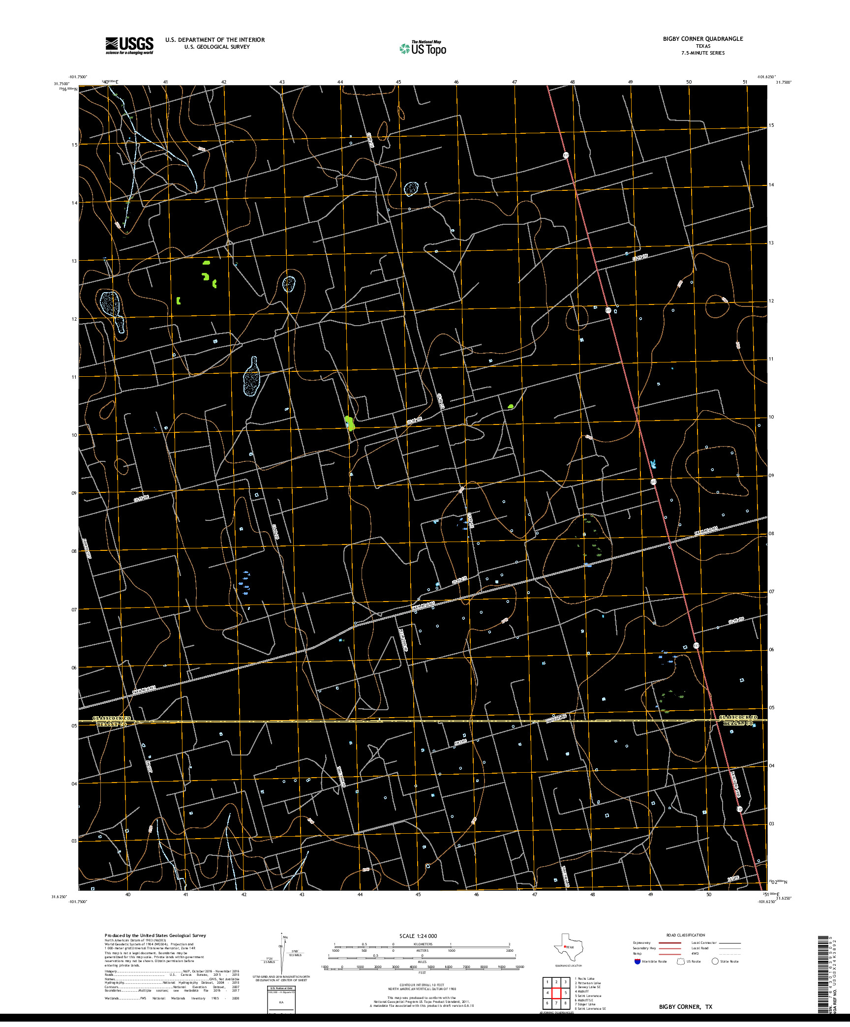 USGS US TOPO 7.5-MINUTE MAP FOR BIGBY CORNER, TX 2019