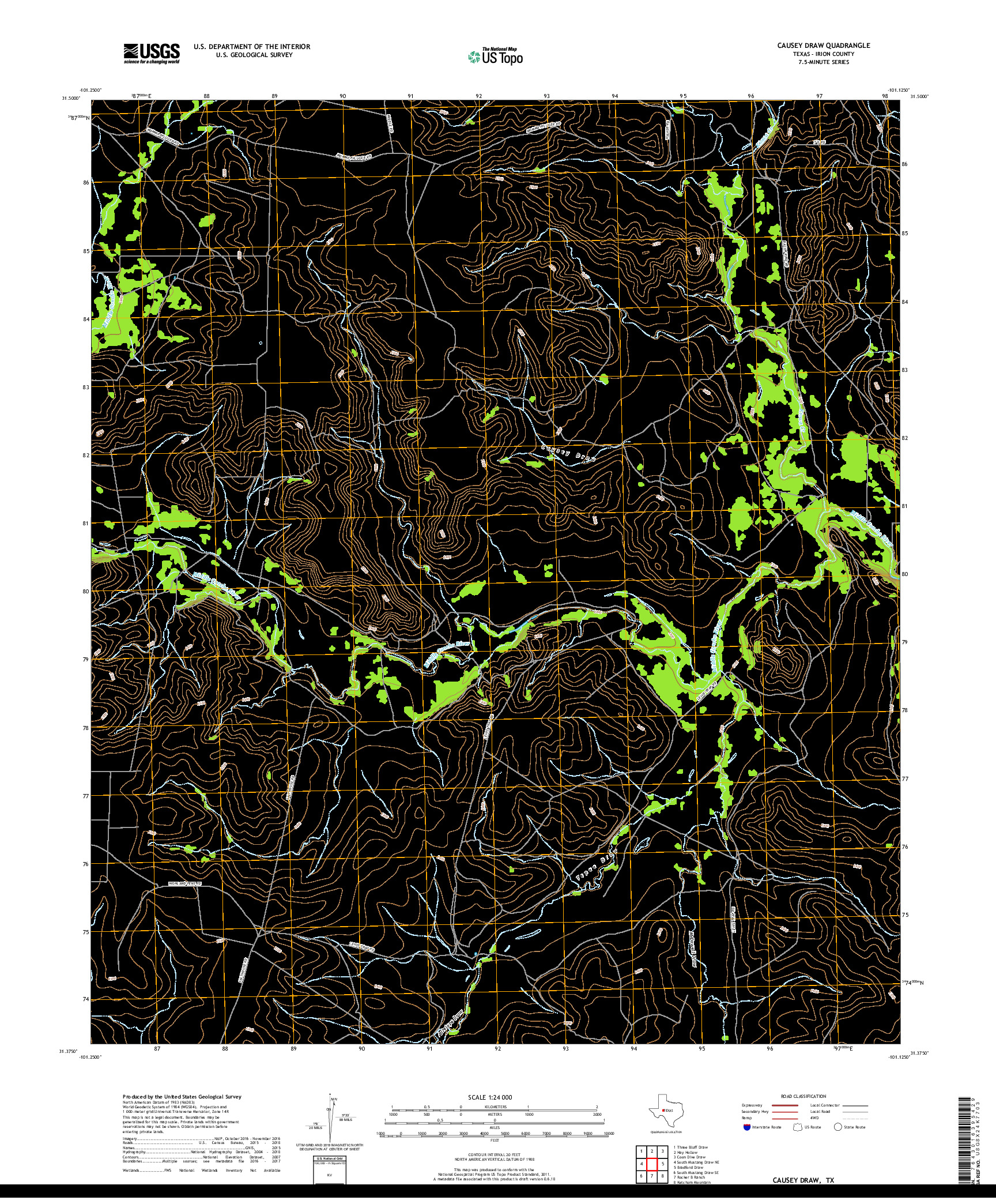 USGS US TOPO 7.5-MINUTE MAP FOR CAUSEY DRAW, TX 2019