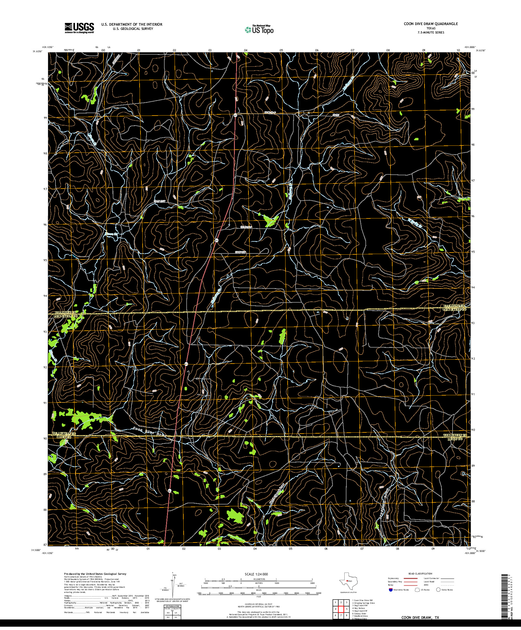 USGS US TOPO 7.5-MINUTE MAP FOR COON DIVE DRAW, TX 2019