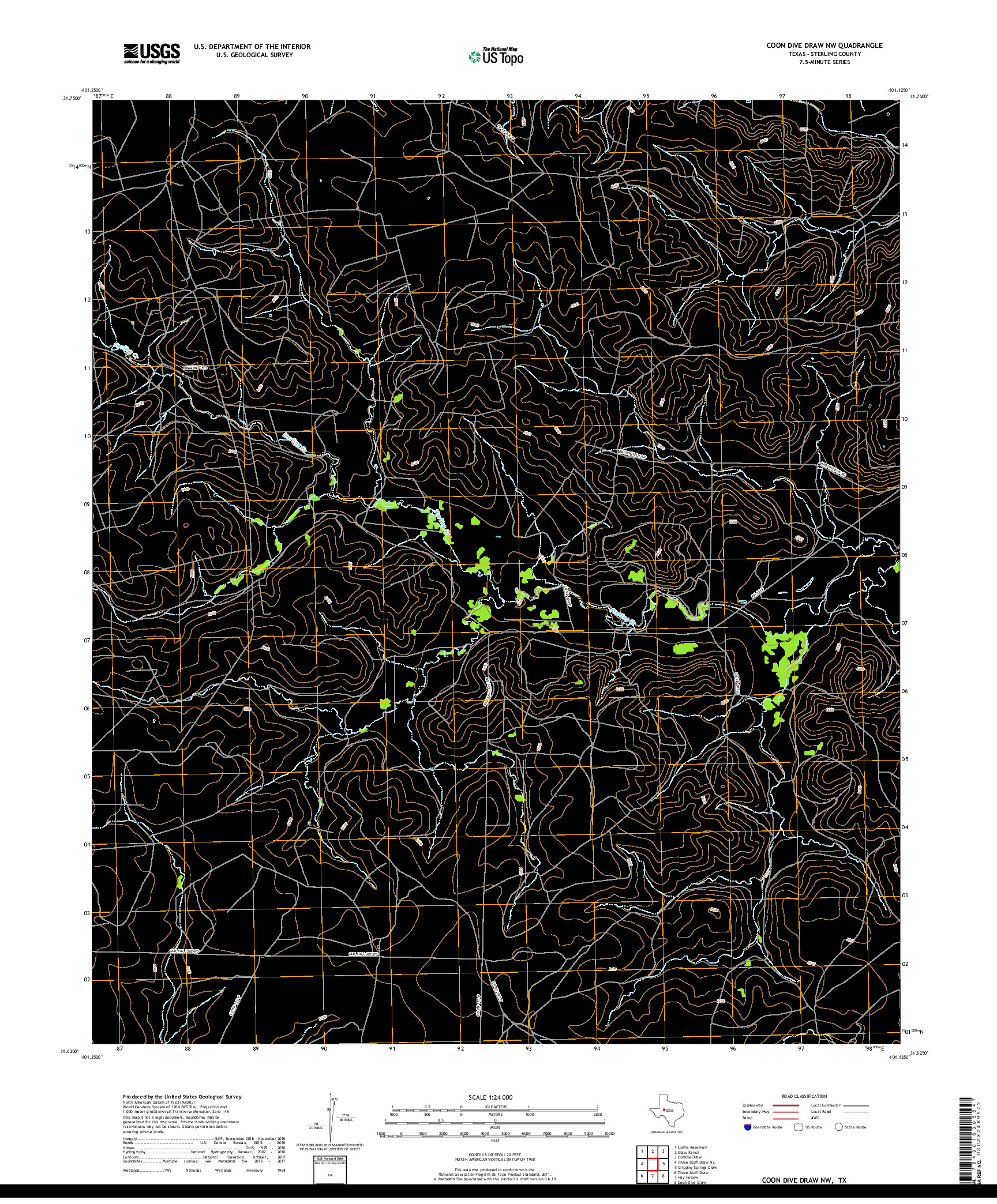 USGS US TOPO 7.5-MINUTE MAP FOR COON DIVE DRAW NW, TX 2019