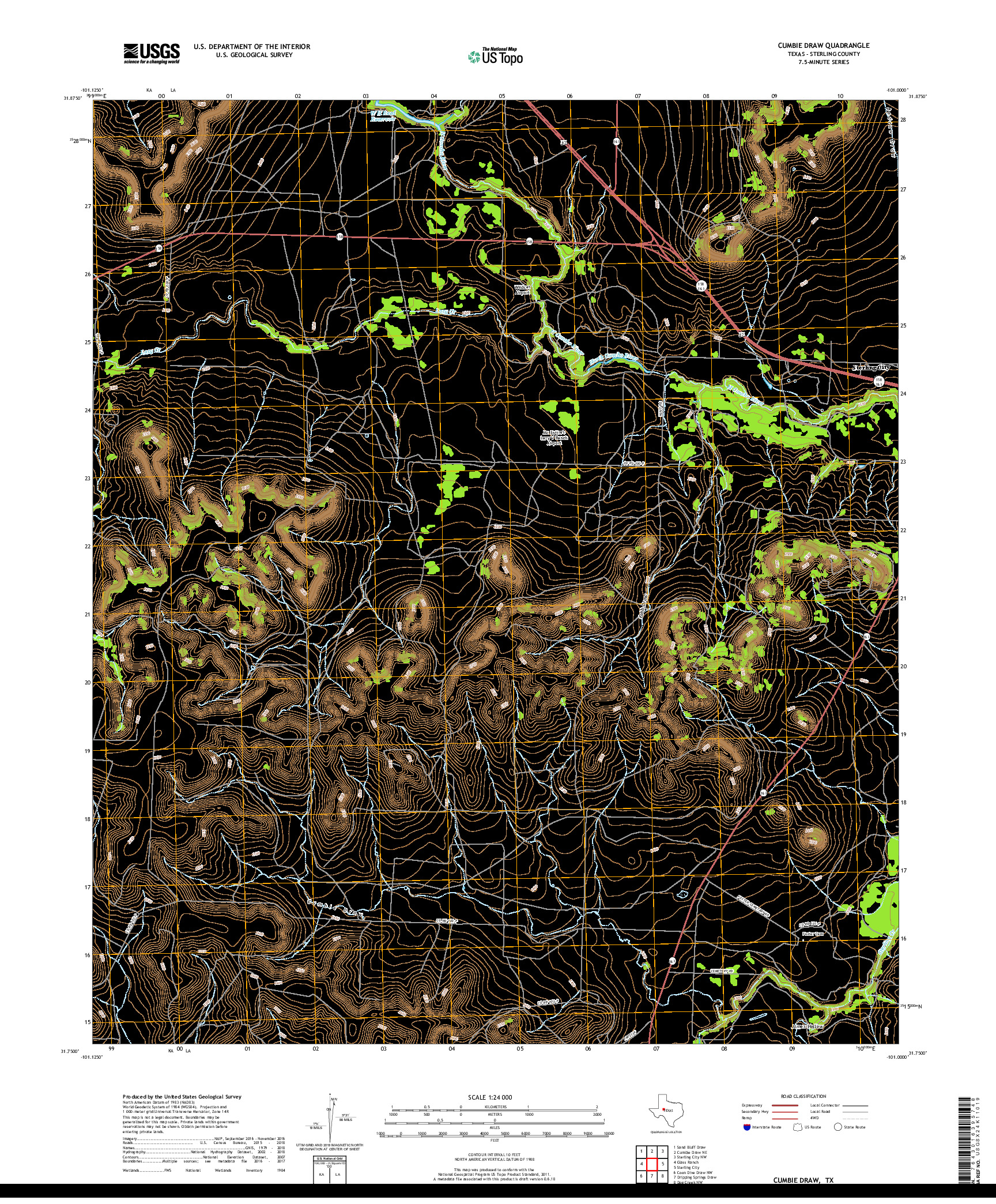 USGS US TOPO 7.5-MINUTE MAP FOR CUMBIE DRAW, TX 2019