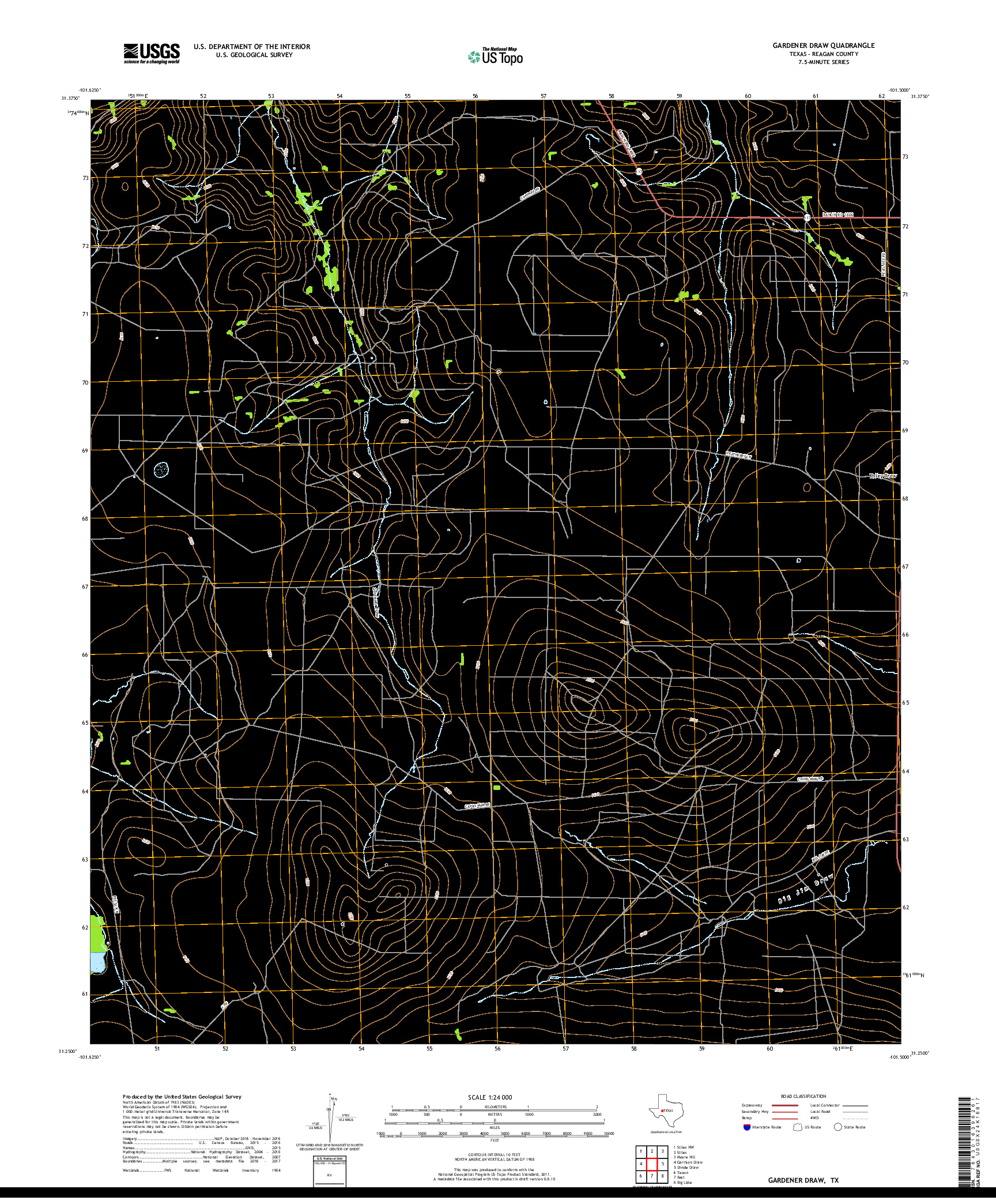 USGS US TOPO 7.5-MINUTE MAP FOR GARDENER DRAW, TX 2019