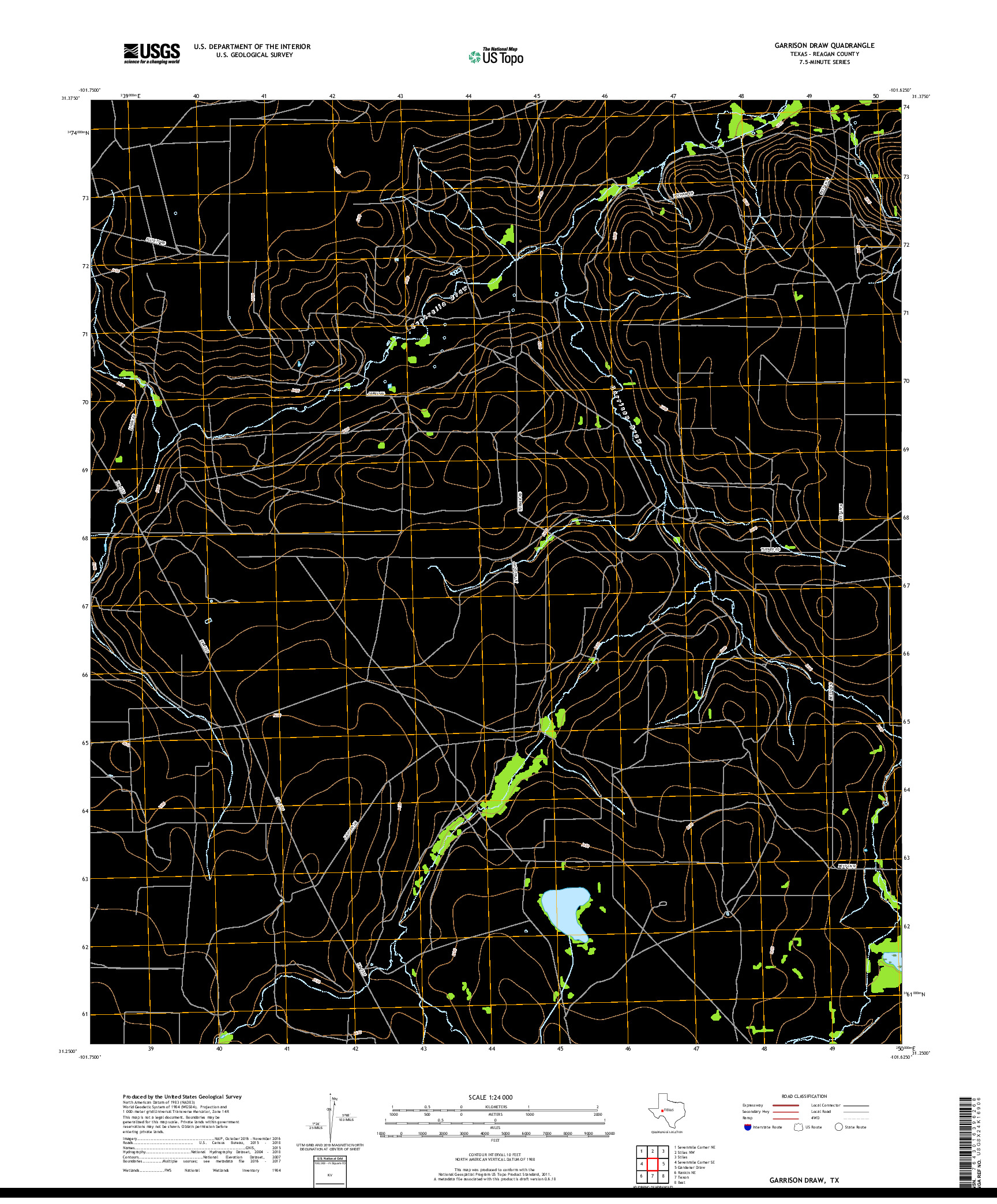 USGS US TOPO 7.5-MINUTE MAP FOR GARRISON DRAW, TX 2019