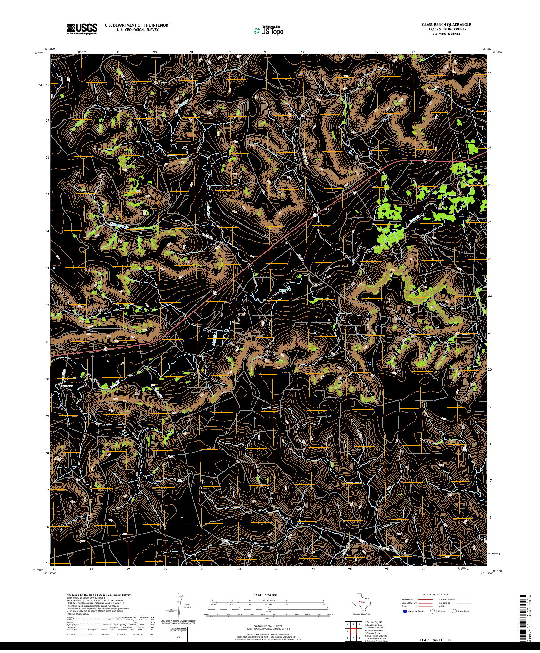 USGS US TOPO 7.5-MINUTE MAP FOR GLASS RANCH, TX 2019