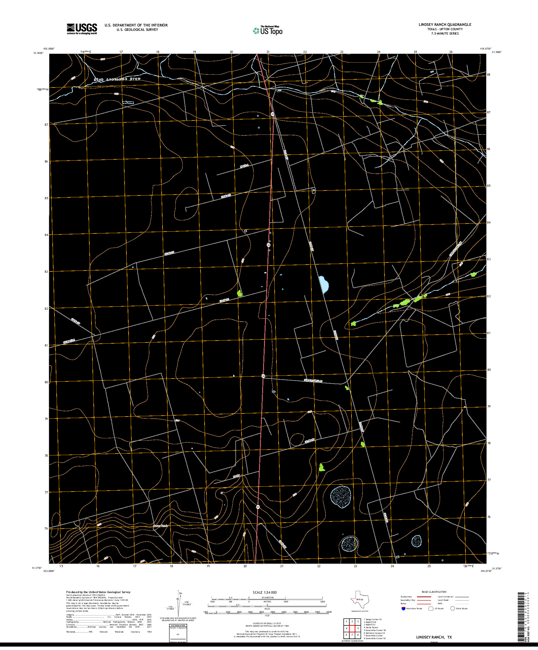 USGS US TOPO 7.5-MINUTE MAP FOR LINDSEY RANCH, TX 2019