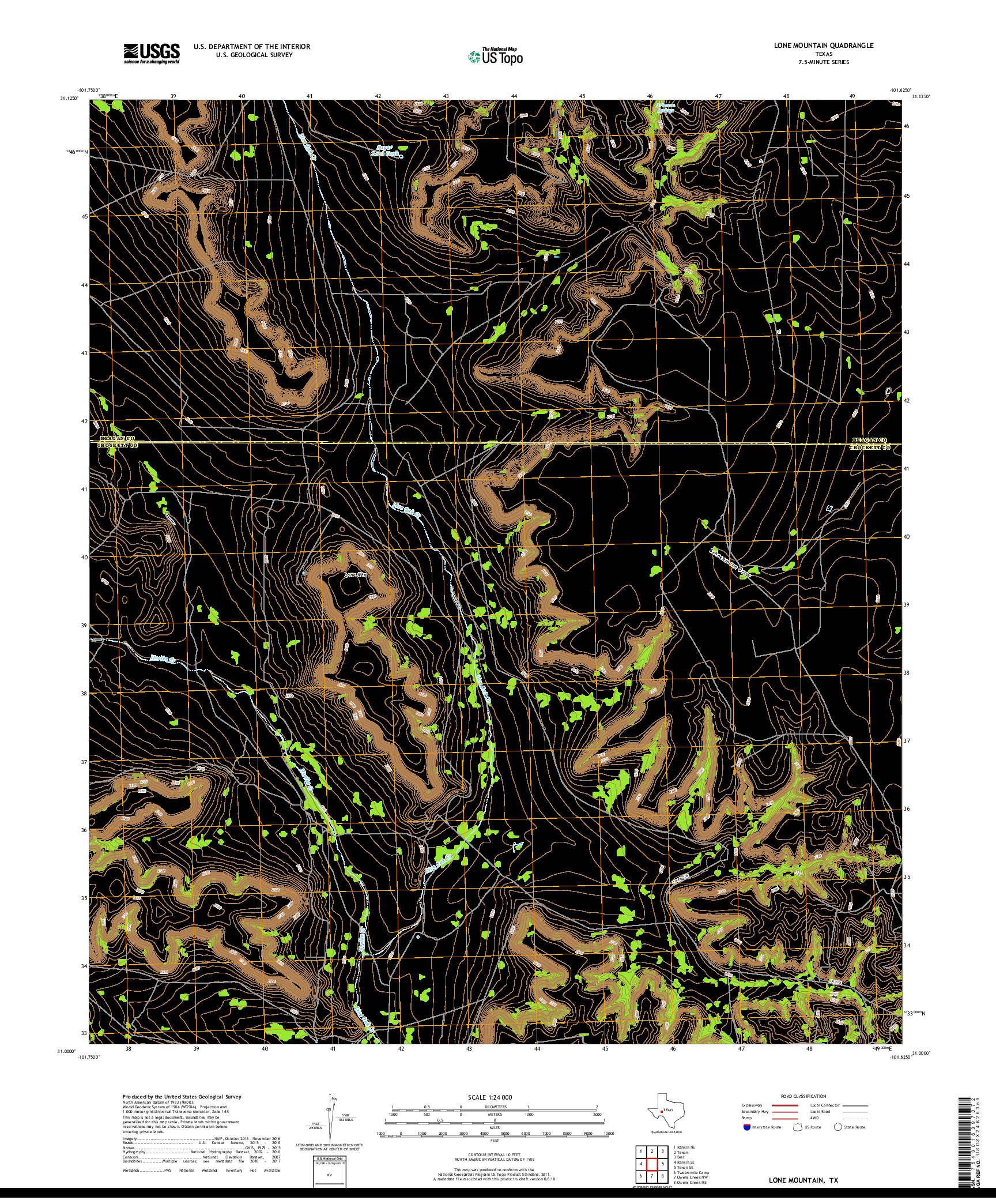 USGS US TOPO 7.5-MINUTE MAP FOR LONE MOUNTAIN, TX 2019