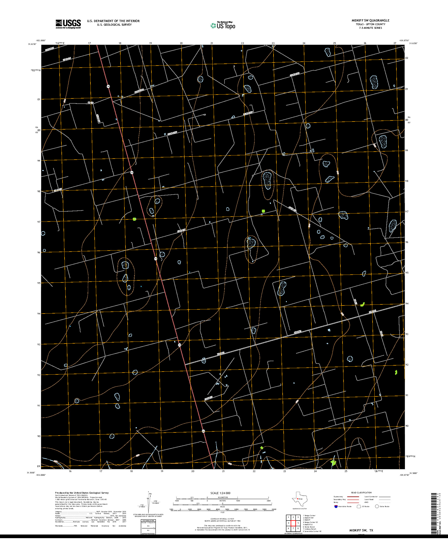 USGS US TOPO 7.5-MINUTE MAP FOR MIDKIFF SW, TX 2019