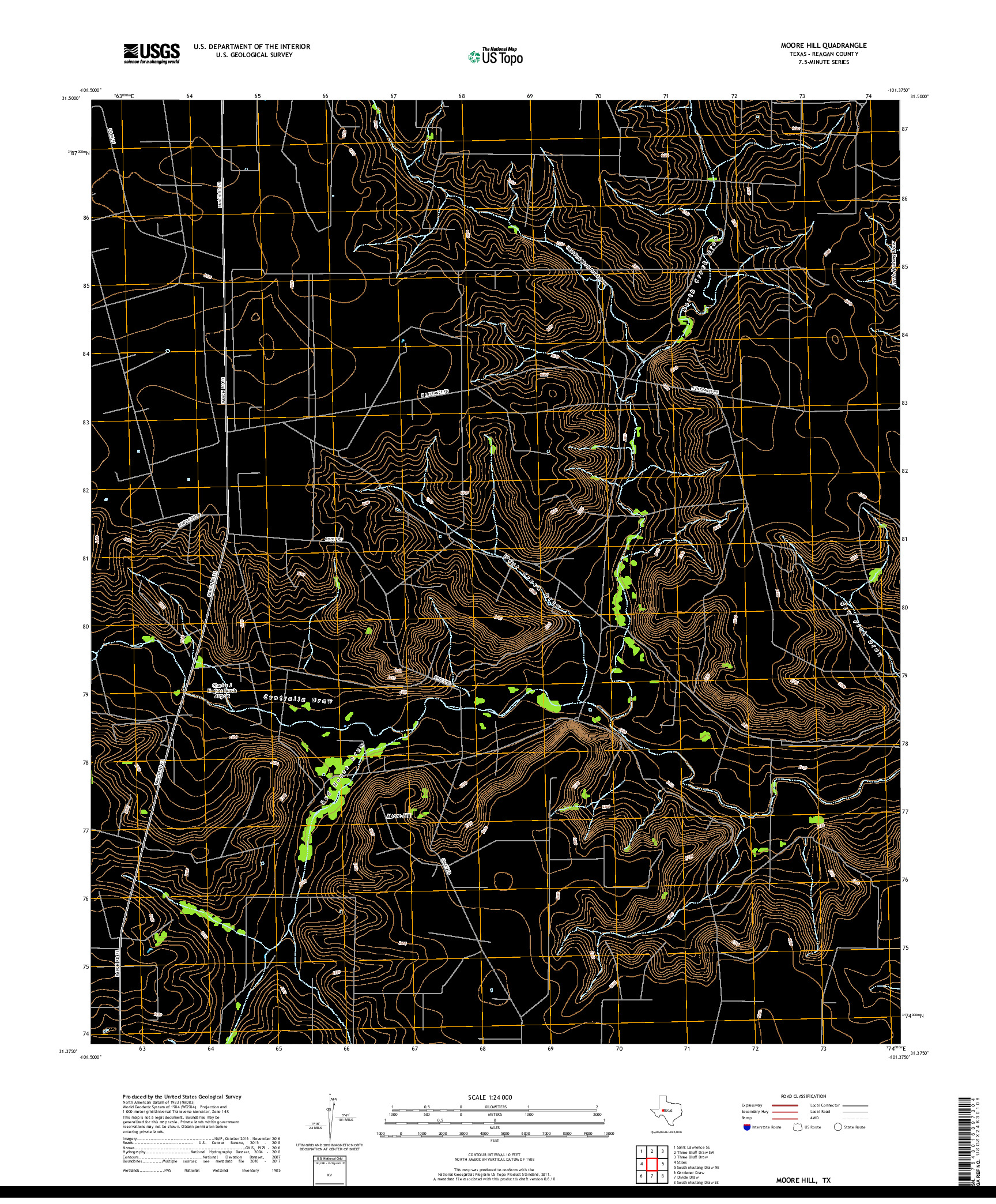 USGS US TOPO 7.5-MINUTE MAP FOR MOORE HILL, TX 2019