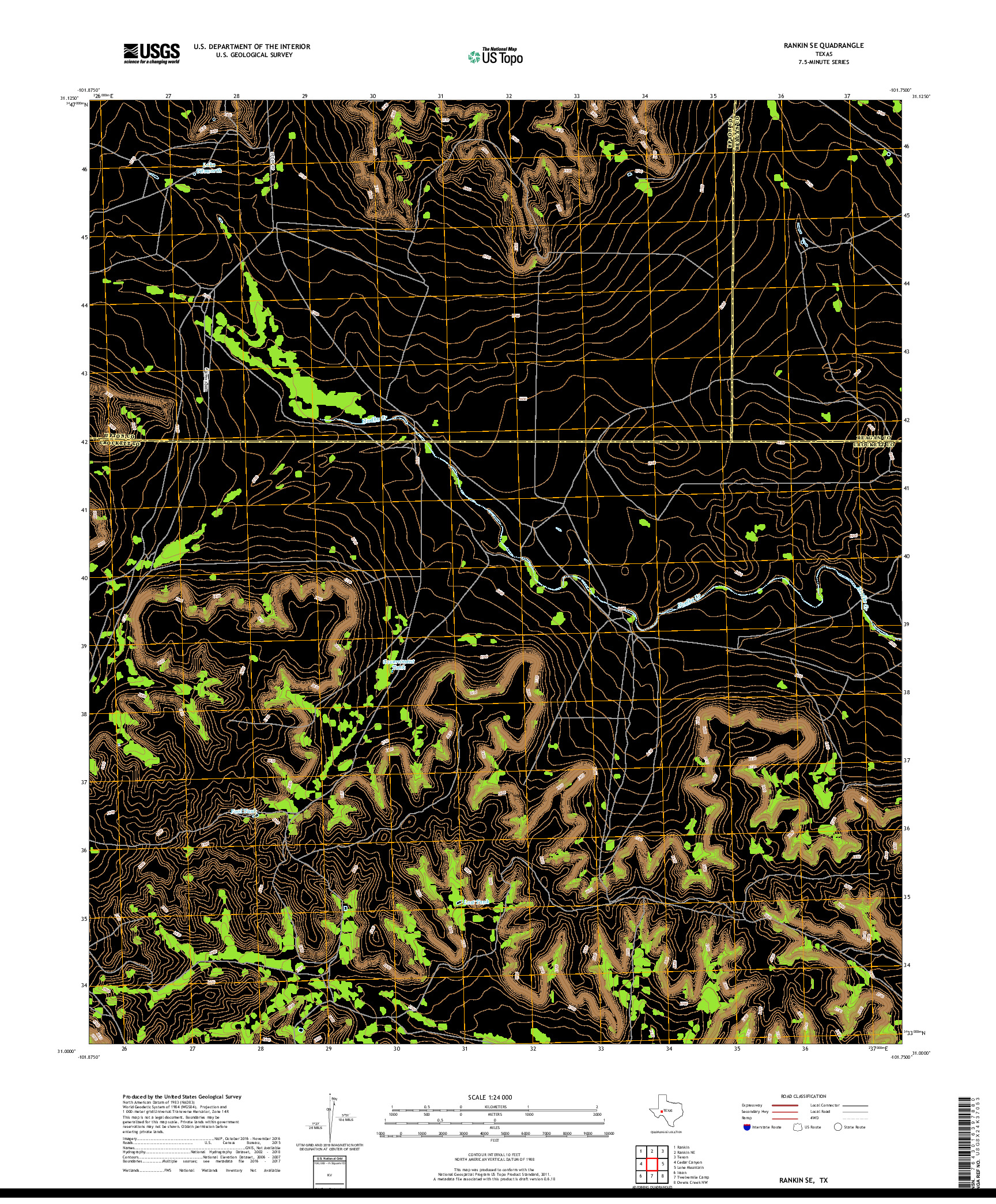 USGS US TOPO 7.5-MINUTE MAP FOR RANKIN SE, TX 2019