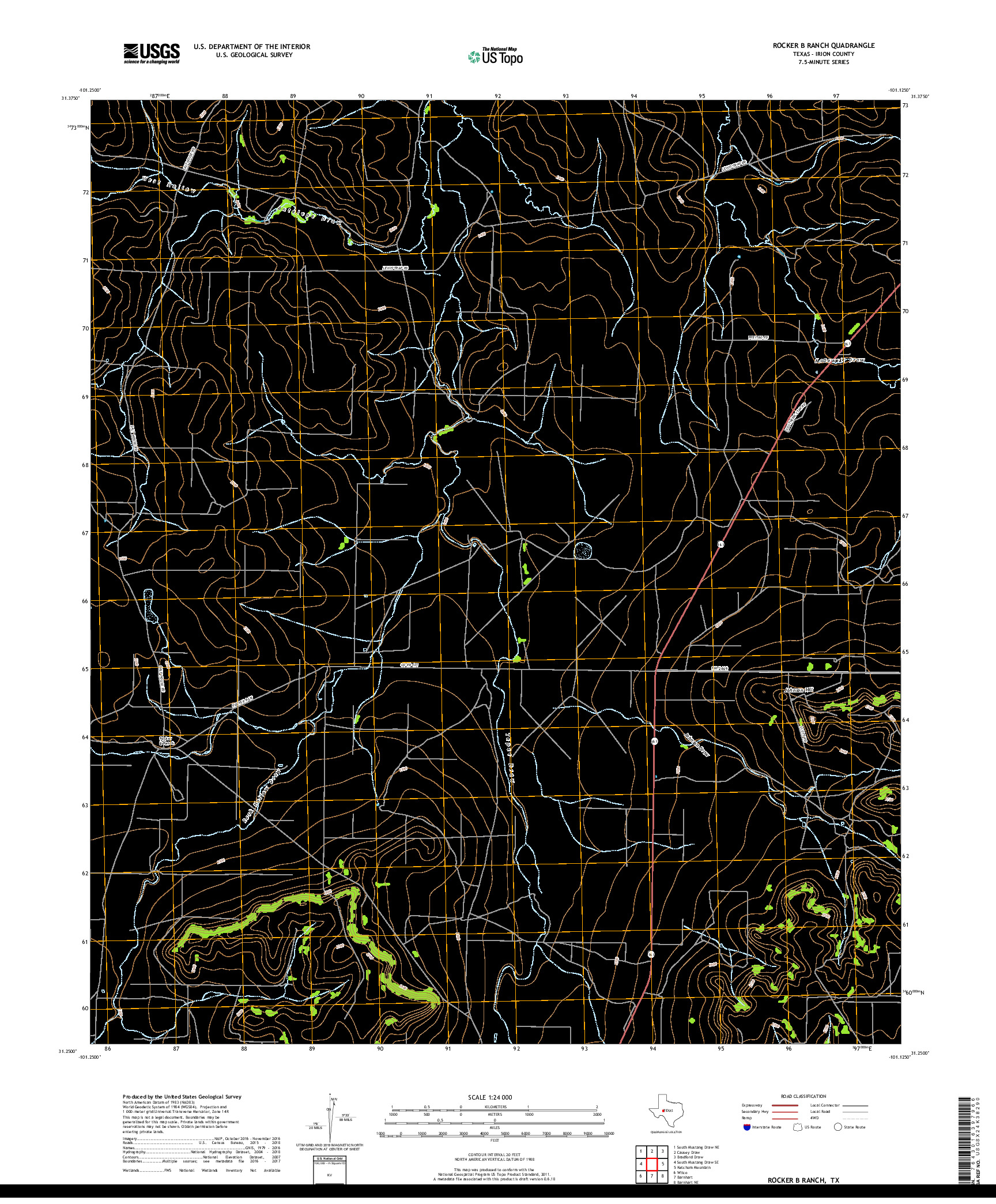 USGS US TOPO 7.5-MINUTE MAP FOR ROCKER B RANCH, TX 2019