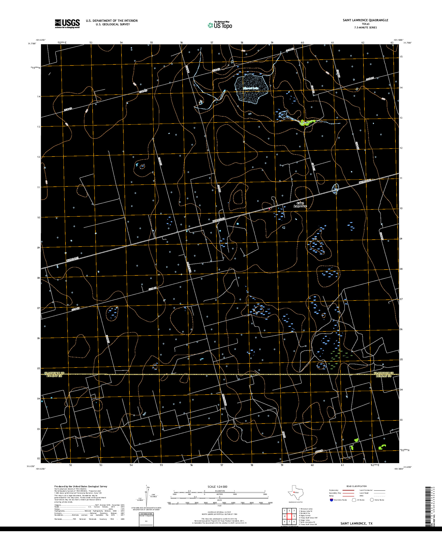 USGS US TOPO 7.5-MINUTE MAP FOR SAINT LAWRENCE, TX 2019