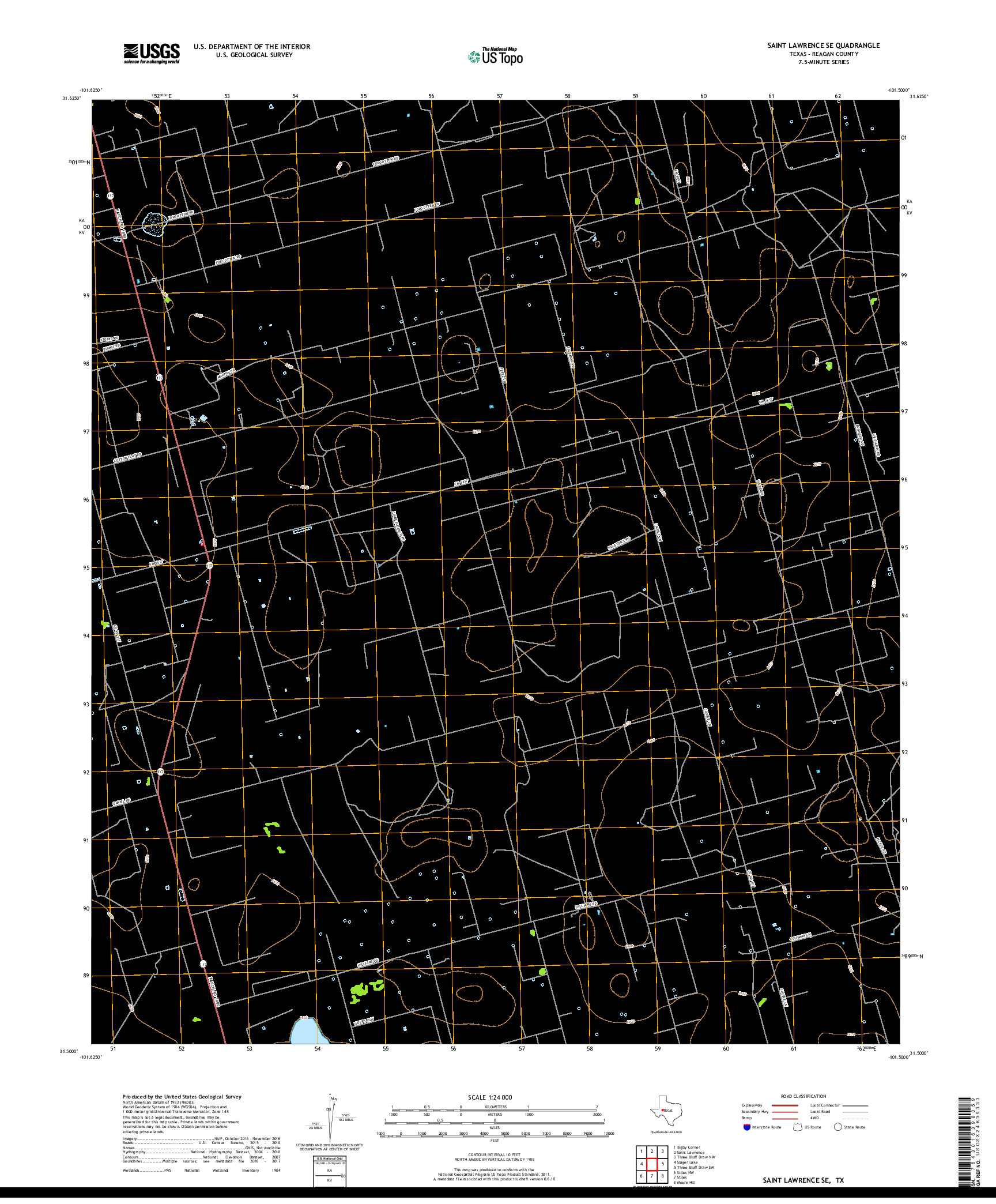 USGS US TOPO 7.5-MINUTE MAP FOR SAINT LAWRENCE SE, TX 2019