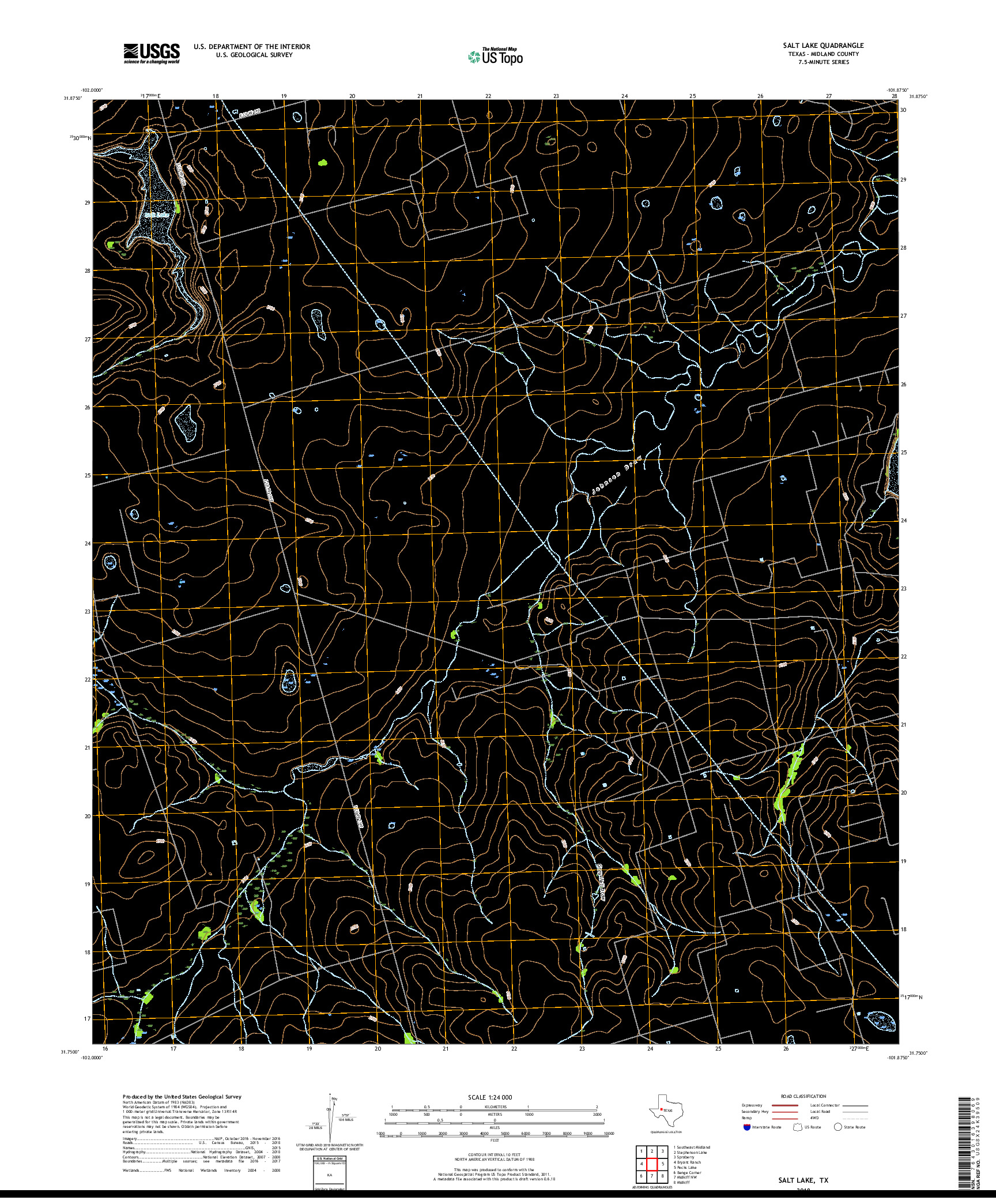 USGS US TOPO 7.5-MINUTE MAP FOR SALT LAKE, TX 2019