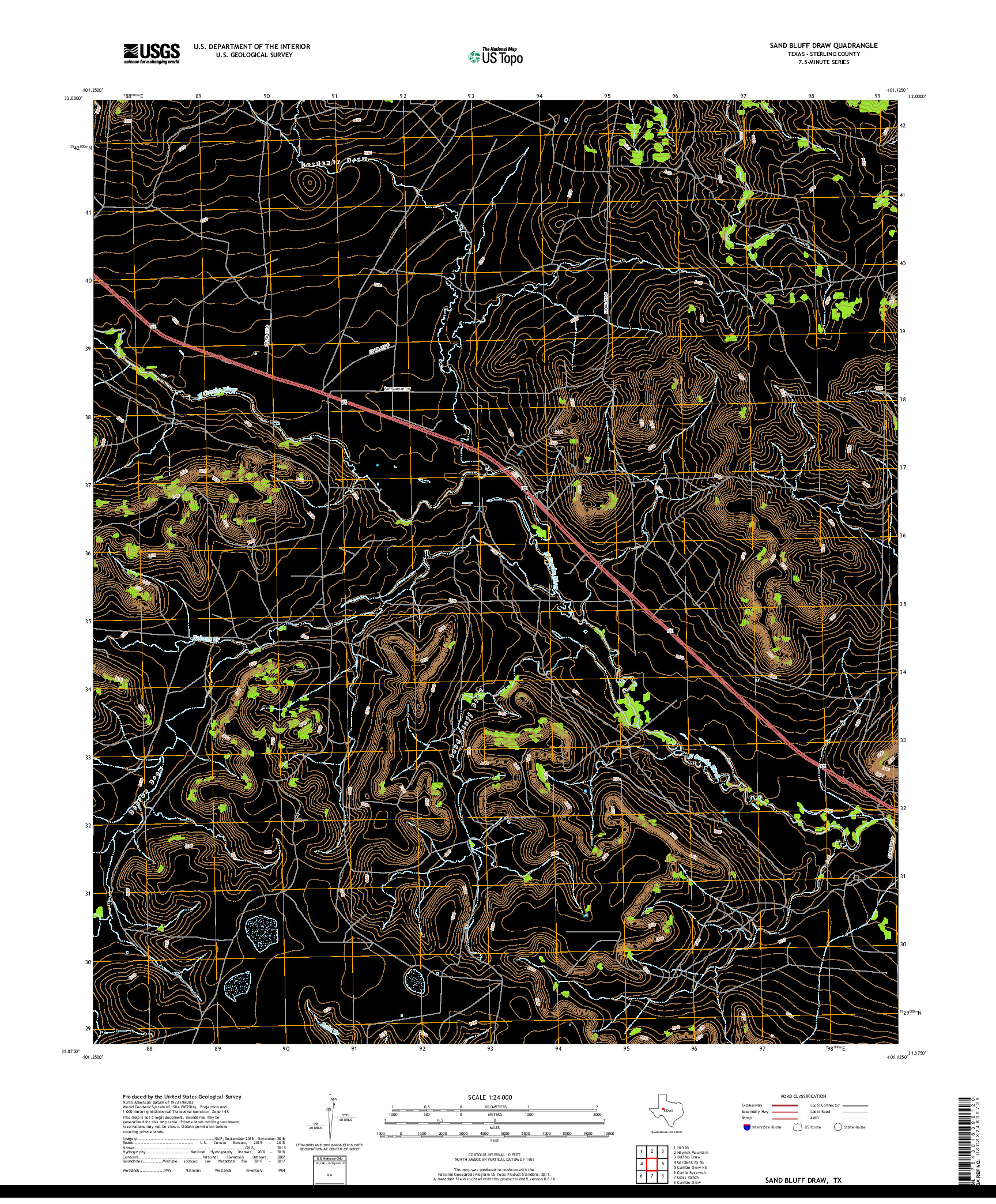 USGS US TOPO 7.5-MINUTE MAP FOR SAND BLUFF DRAW, TX 2019