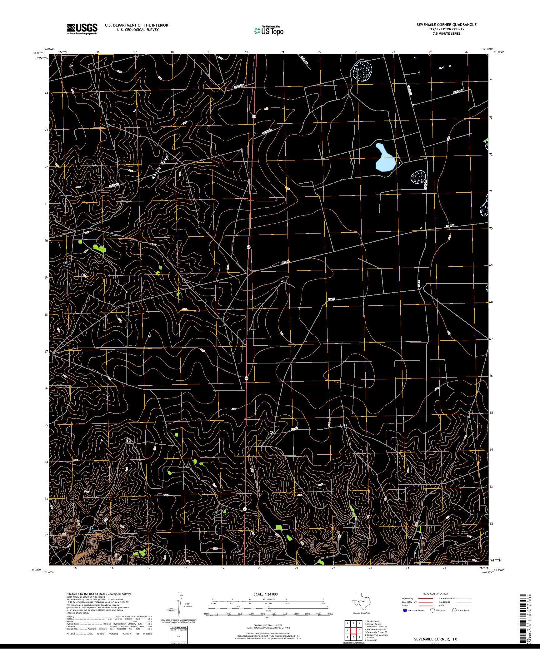 USGS US TOPO 7.5-MINUTE MAP FOR SEVENMILE CORNER, TX 2019