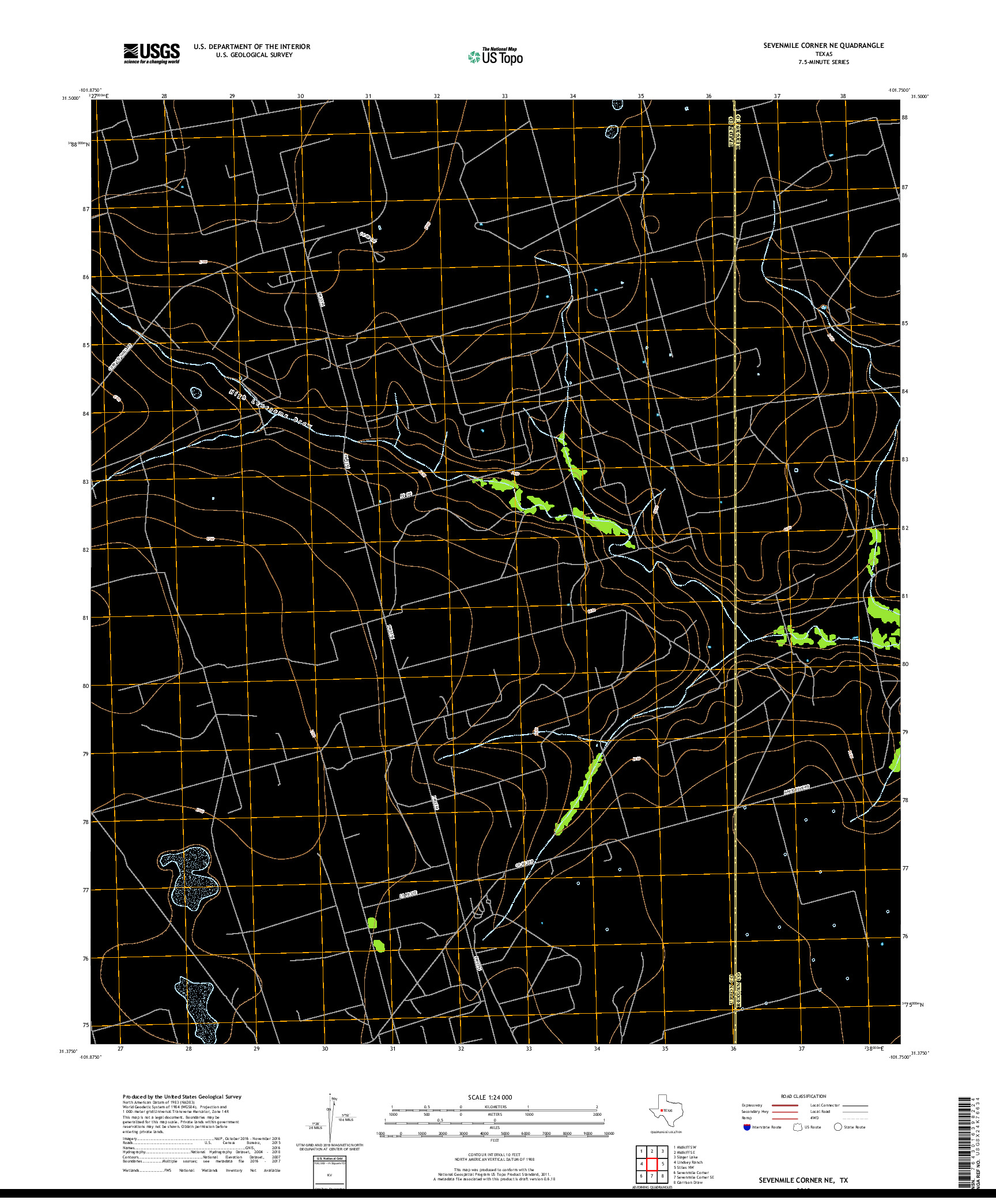 USGS US TOPO 7.5-MINUTE MAP FOR SEVENMILE CORNER NE, TX 2019